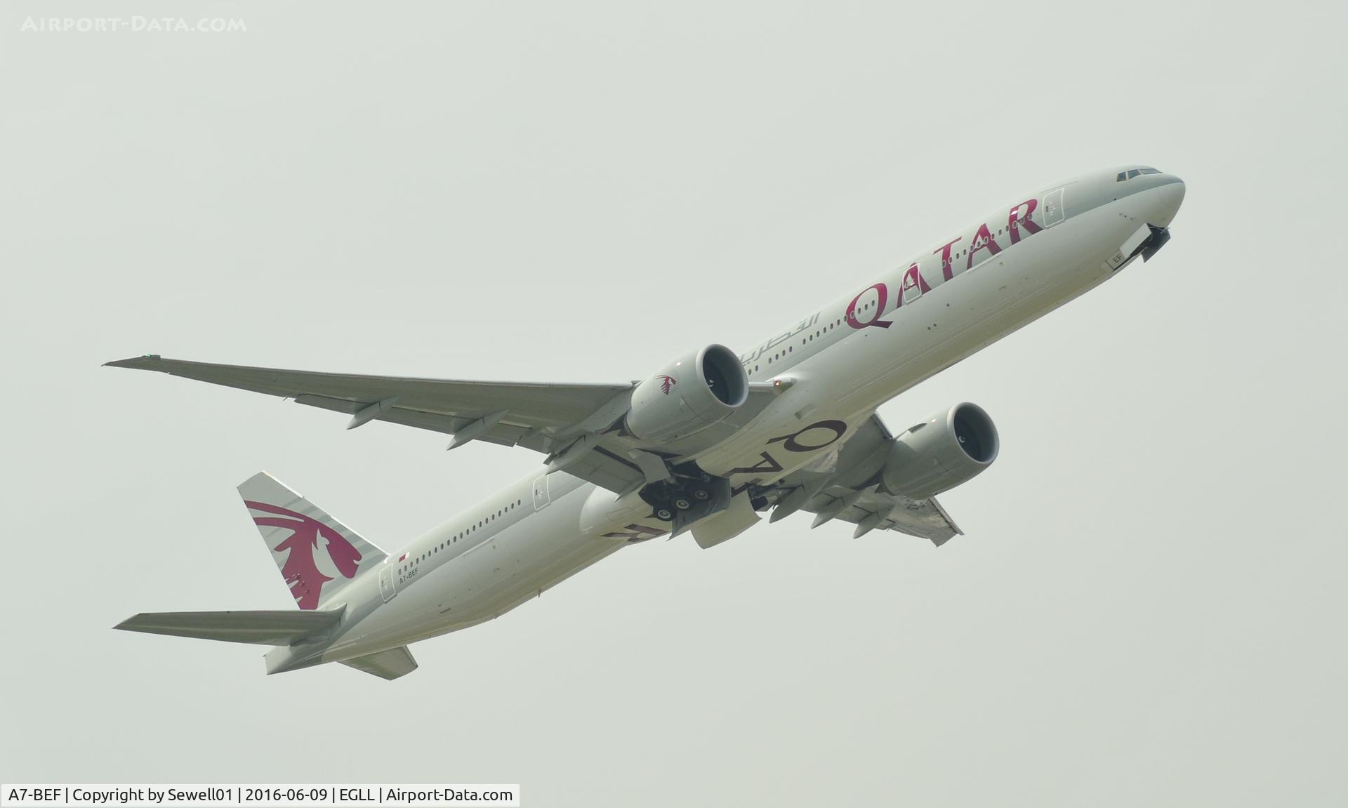 A7-BEF, 2015 Boeing 777-3DZ/ER C/N 60332, DEPARTING 09r lhr