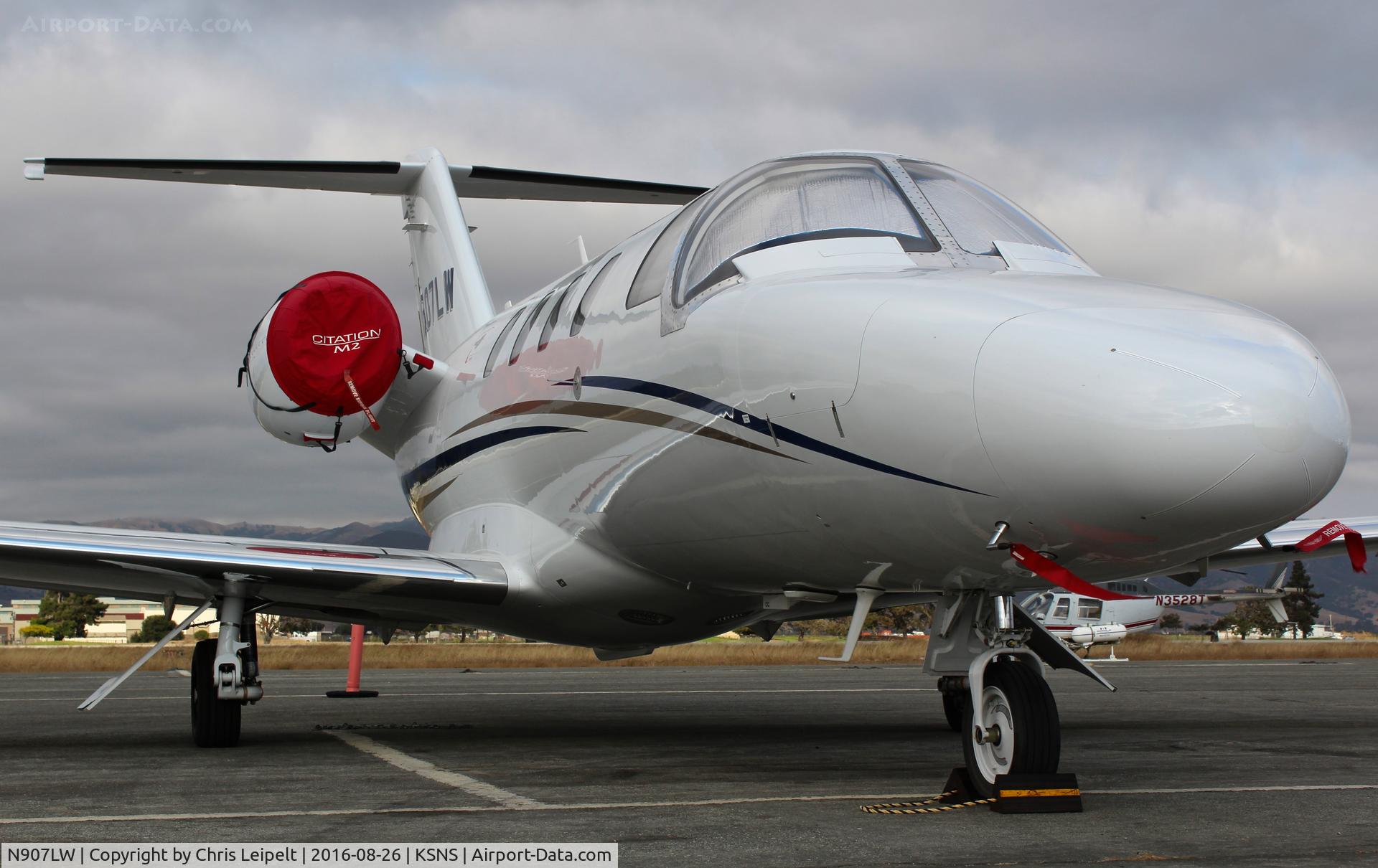 N907LW, 2015 Cessna 525 Citation M2 C/N 525-0868, Rose Isle Aviation LLC (Orlando, FL) 2015 Cessna Citation M2 parked on the ramp at Salinas Municipal Airport, CA.