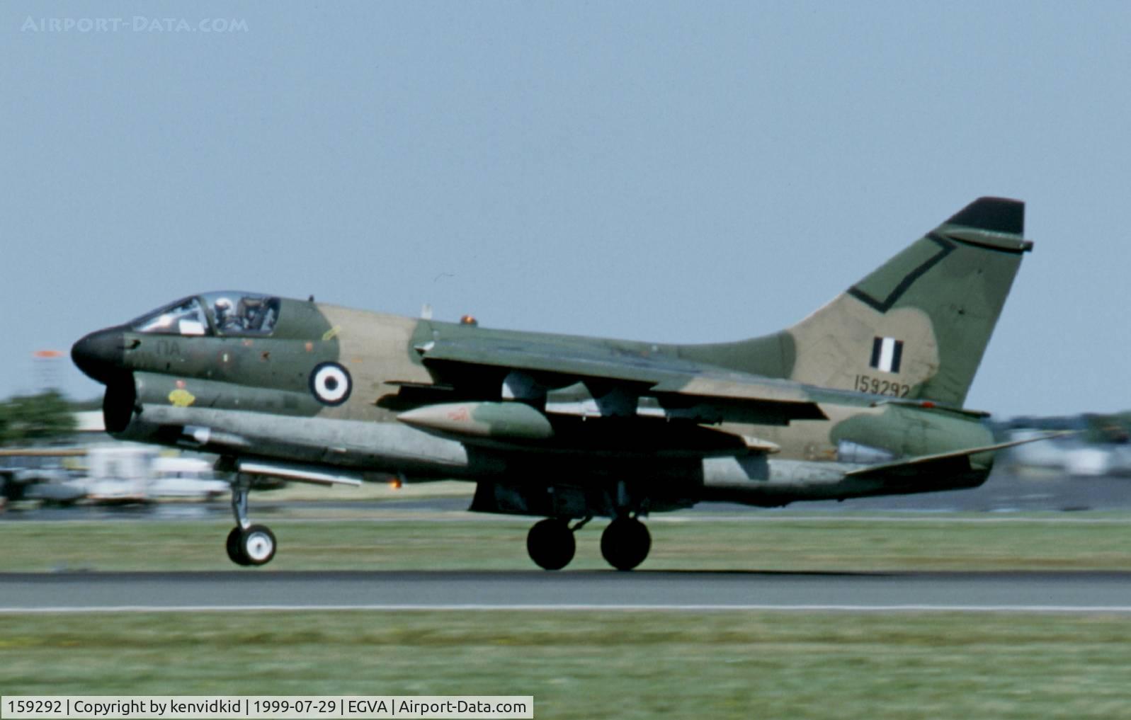159292, LTV A-7E Corsair II C/N E430, Arriving at the 1999 RIAT.