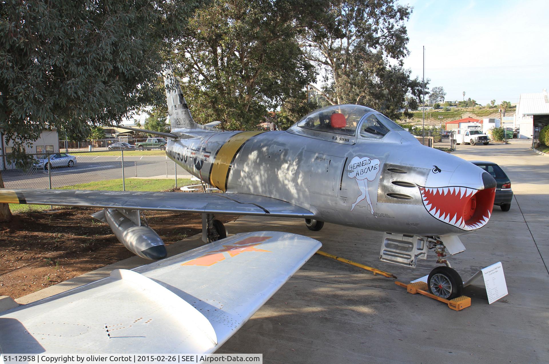 51-12958, 1951 North American F-86F Sabre C/N 172-249, San diego air museum reserve