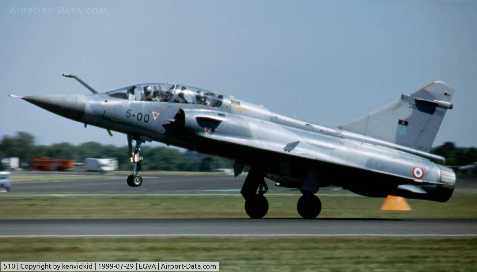 510, Dassault Mirage 2000B C/N 67, Arriving at the 1999 RIAT.