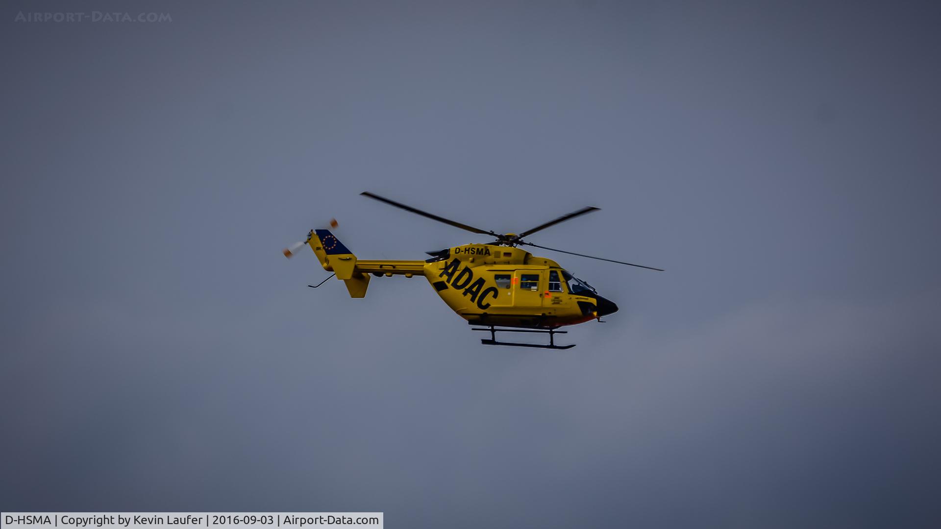 D-HSMA, 1986 Eurocopter-Kawasaki BK-117A-4 C/N 7073, Bei Günzburg gesehen