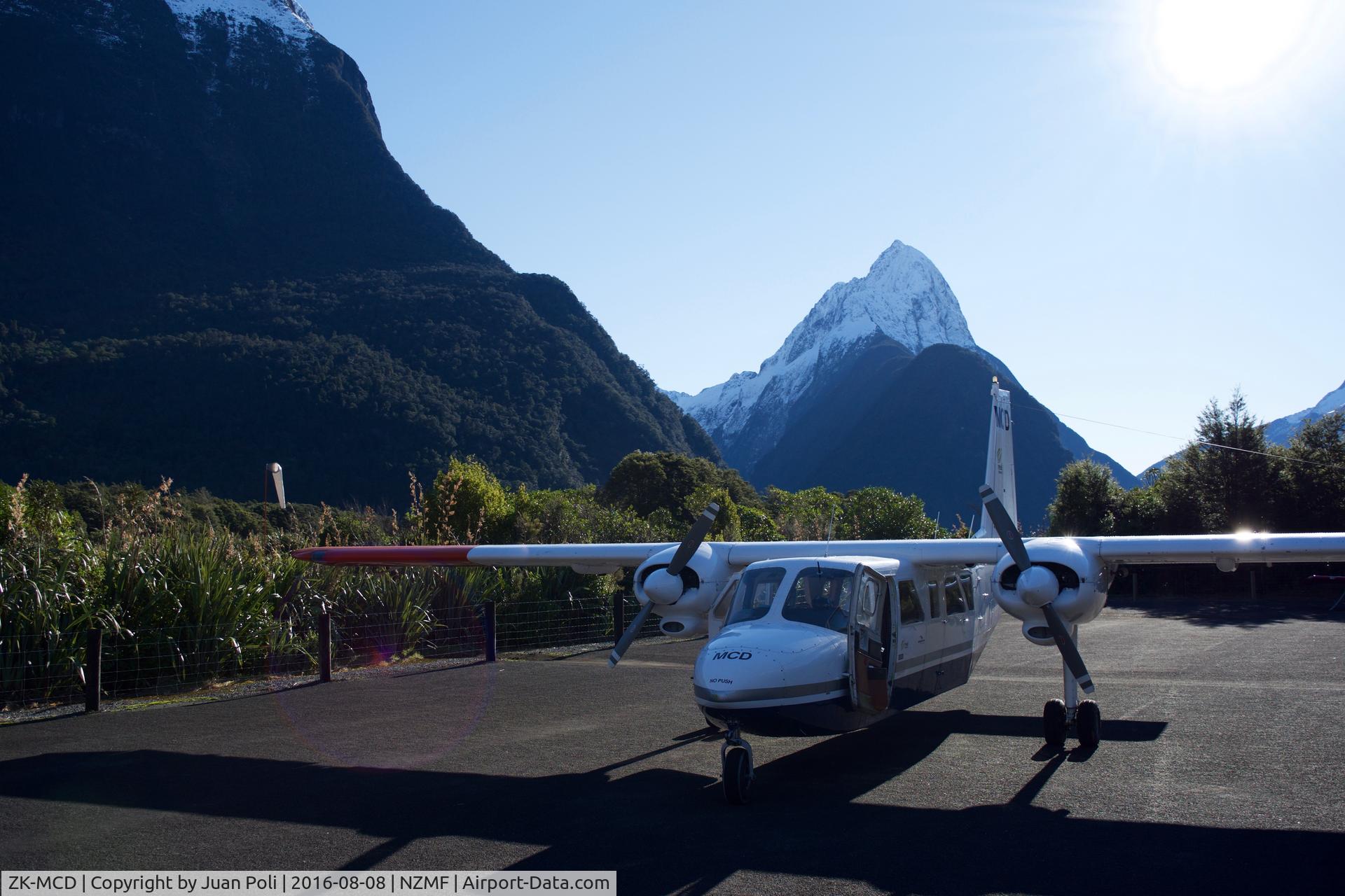 ZK-MCD, 1974 Britten-Norman BN-2A-26 Islander C/N 719, At Milford Sound, August 8th, 2016, prior to a flight to Queenstown