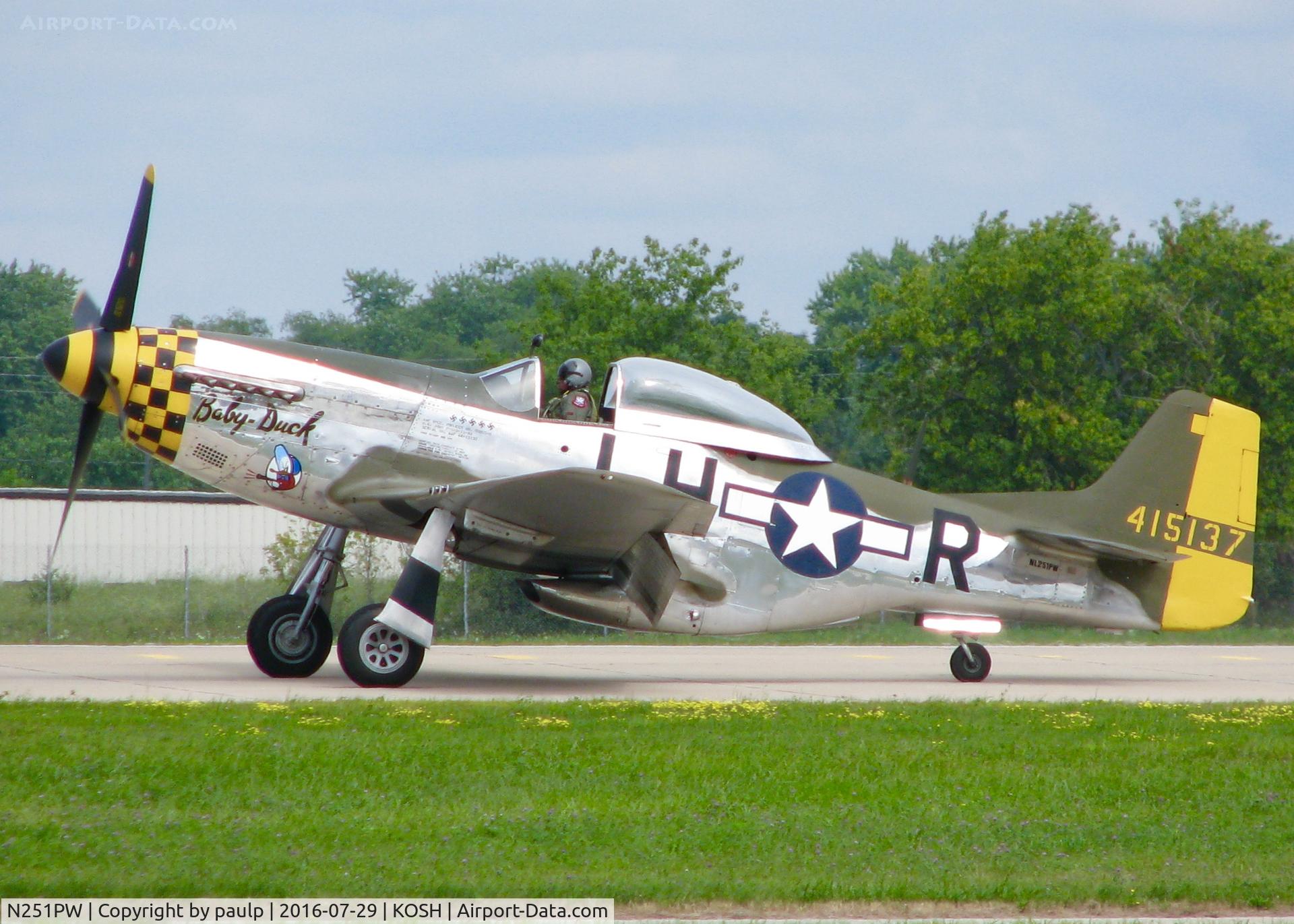 N251PW, 1944 North American P-51D Mustang C/N 122-31945, At AirVenture 2016.