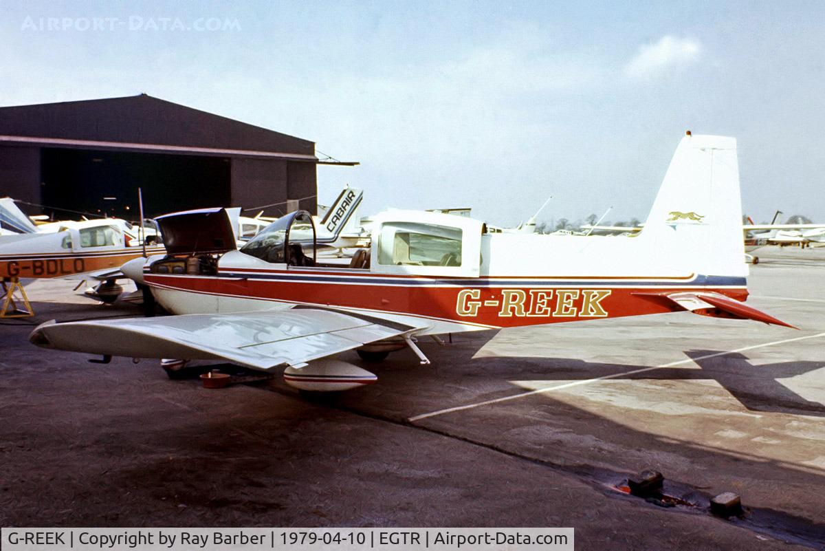 G-REEK, 1977 Grumman American AA-5A Cheetah C/N AA5A-0429, Grumman American AA-5A Cheetah [AA5A-0429] Elstree~G 10/04/1979. From a slide.