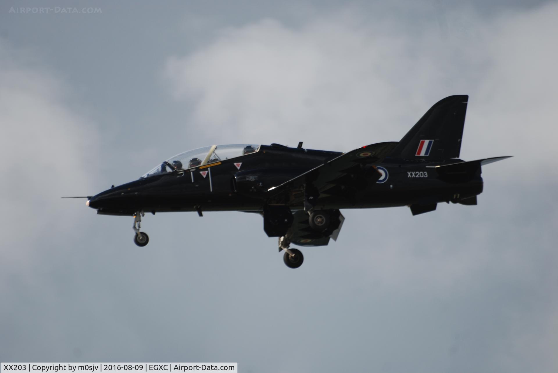 XX203, 1978 Hawker Siddeley Hawk T.1A C/N 050/312050, On short Finals to Coningsby, callsign Jester