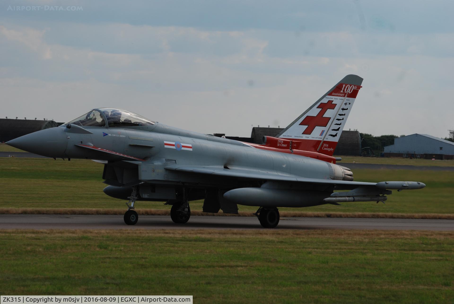ZK315, 2014 Eurofighter EF-2000 Typhoon FGR4 C/N BS074/293, 100TH Anniversary Tail Taxing at Coningsby