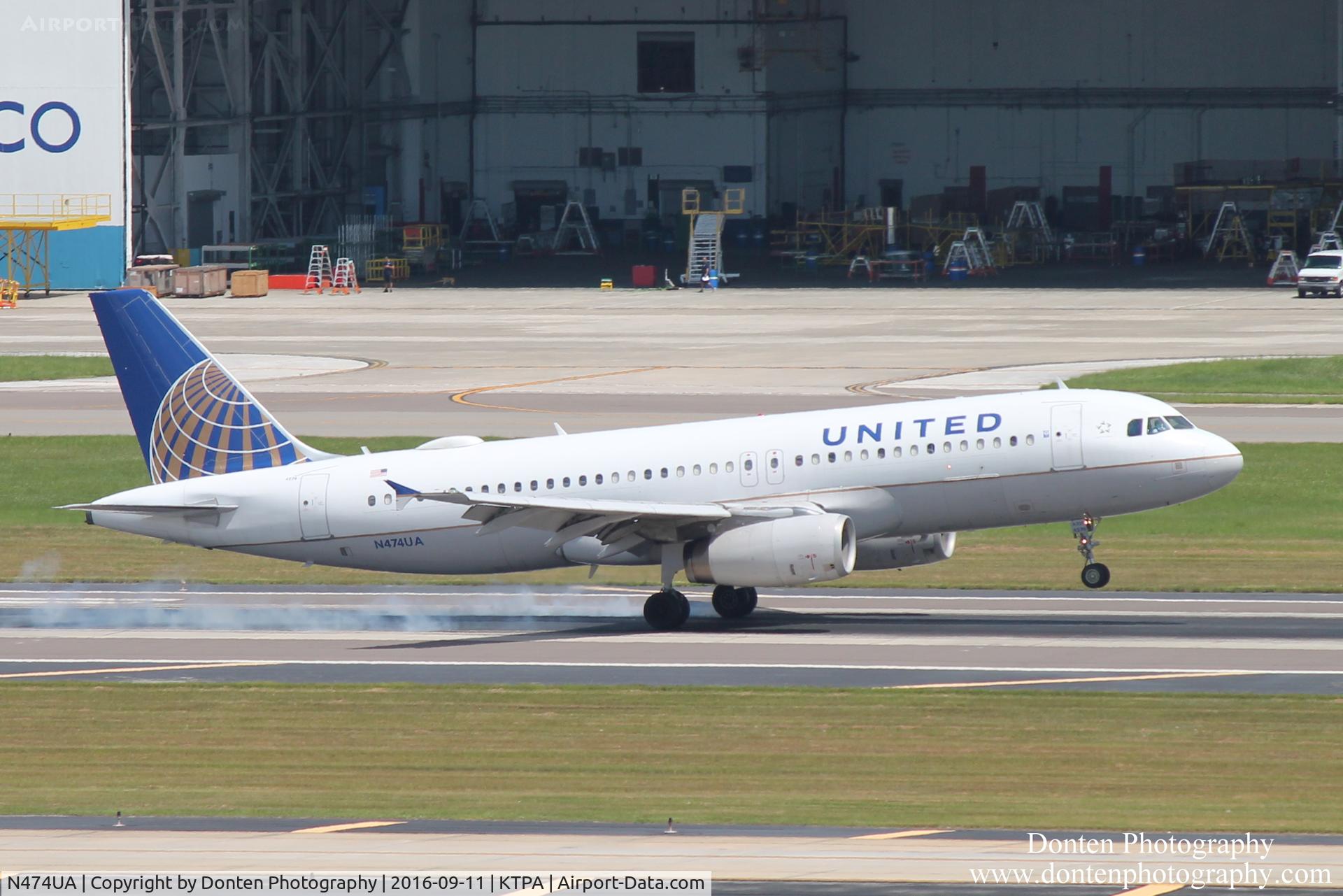 N474UA, 2001 Airbus A320-232 C/N 1475, United Flight 1890 (N474UA) arrives at Tampa International Airport following flight from Newark-Liberty International Airport