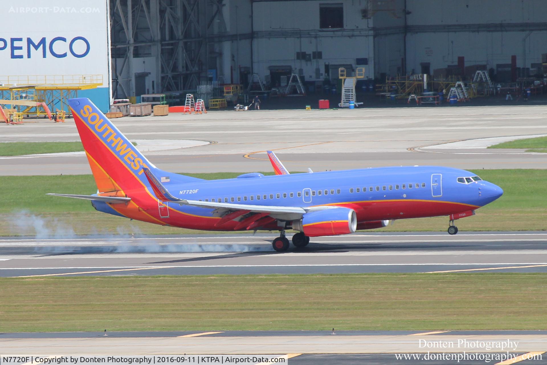 N7720F, 2006 Boeing 737-7BD C/N 33922, Southwest Flight 50 (N7720F) arrives at Tampa International Airport following flight from Reagan National Airport
