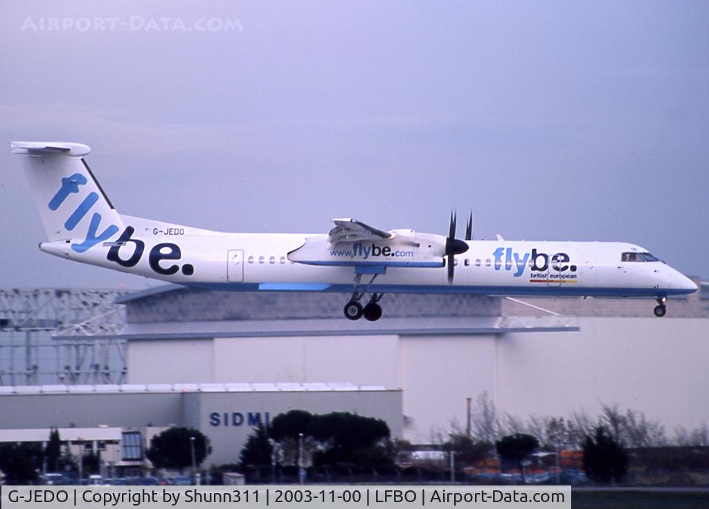 G-JEDO, 2003 De Havilland Canada DHC-8-402Q Dash 8 C/N 4079, Landing rwy 15R in FlyBe c/s with additional British European titles