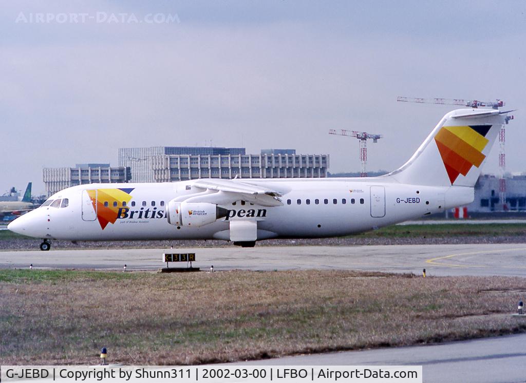 G-JEBD, 1991 British Aerospace BAe.146-300 C/N E3191, Taxiing holding point rwy 33R for departure...