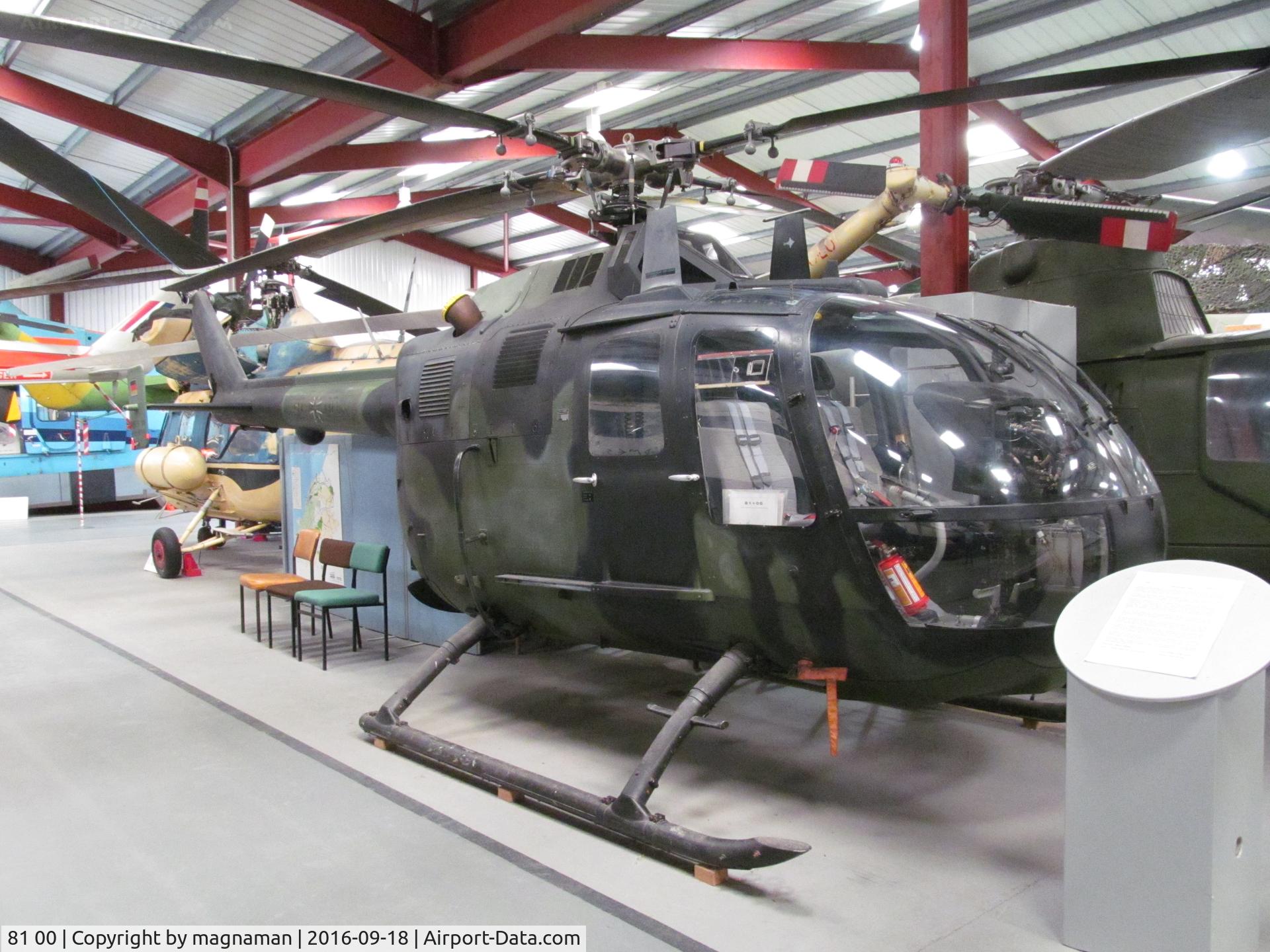 81 00, 1984 MBB Bo.105M C/N 5100, Also reg as D-HZYR.  At The Helicopter Museum, Weston-super-Mare, UK.