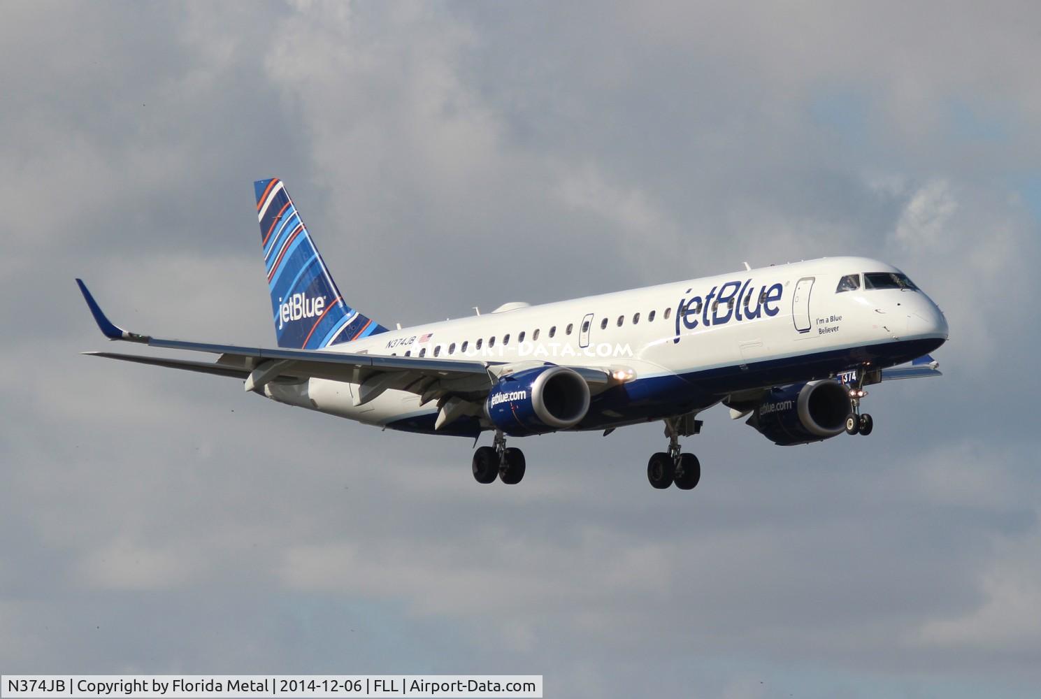 N374JB, 2013 Embraer ERJ-190-100 IGW 190AR C/N 19000629, Jet Blue