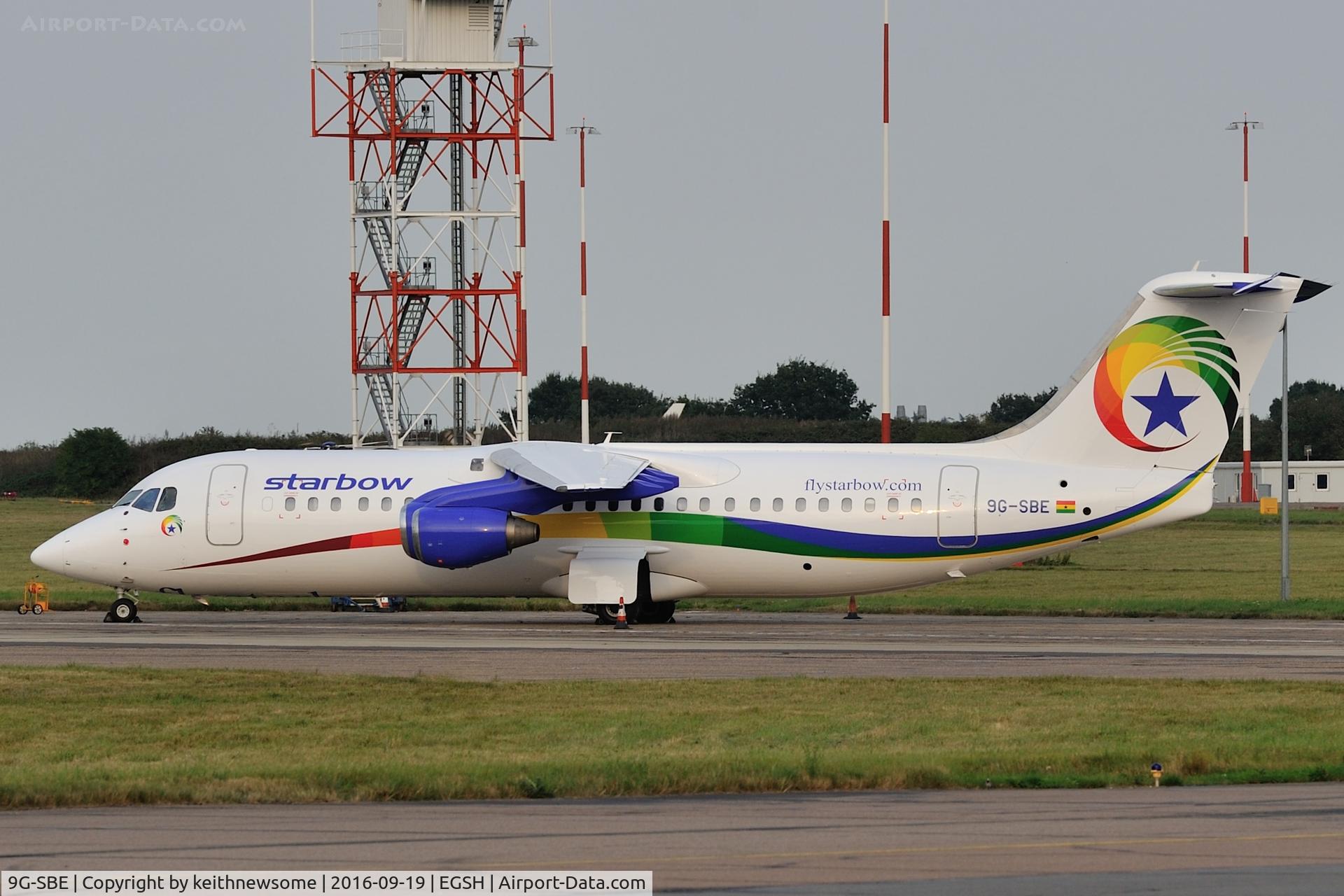 9G-SBE, 1998 British Aerospace Avro 146-RJ100 C/N E3332, Recently out of spray shop.