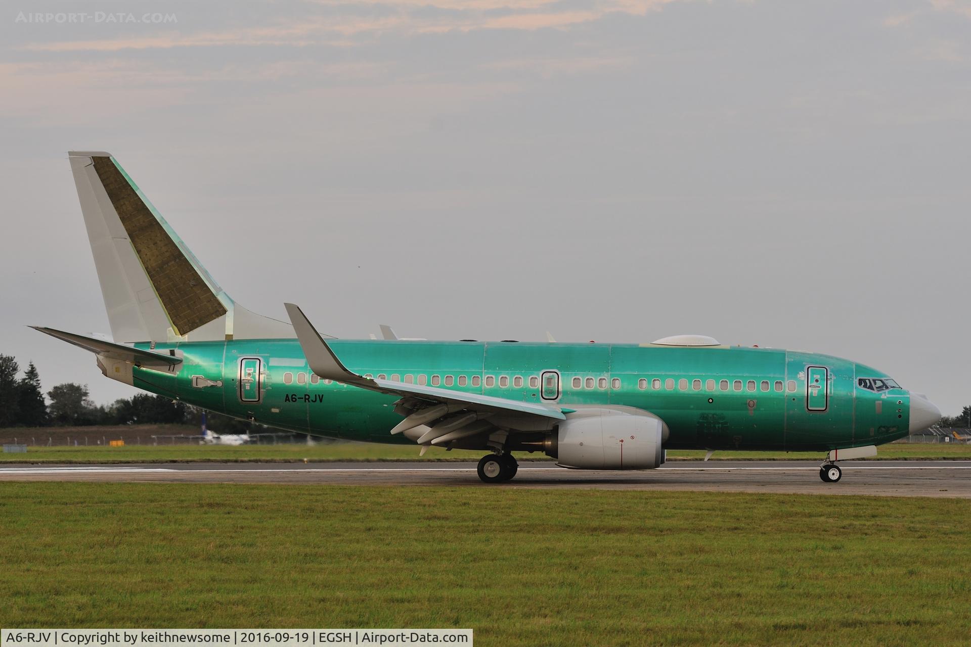 A6-RJV, Boeing 737-77W BBJ C/N 62467/5564, Arriving for paint work.