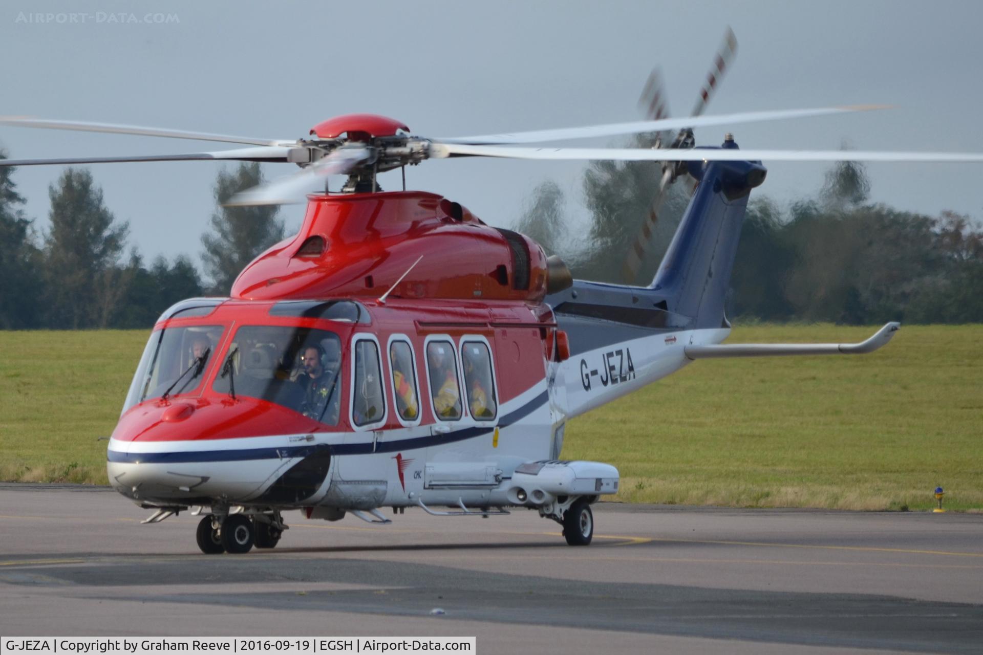 G-JEZA, 2009 AgustaWestland AW-139 C/N 31255, Just landed at Norwich.