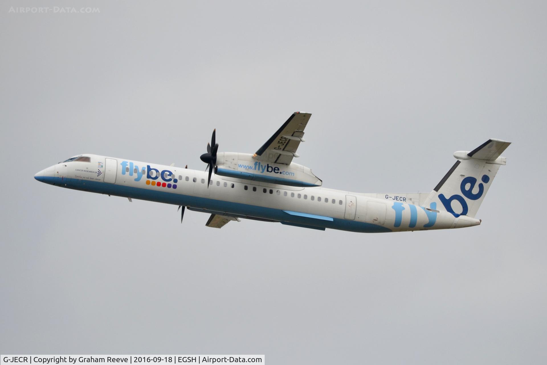 G-JECR, 2006 De Havilland Canada DHC-8-402Q Dash 8 C/N 4139, Departing from Norwich.