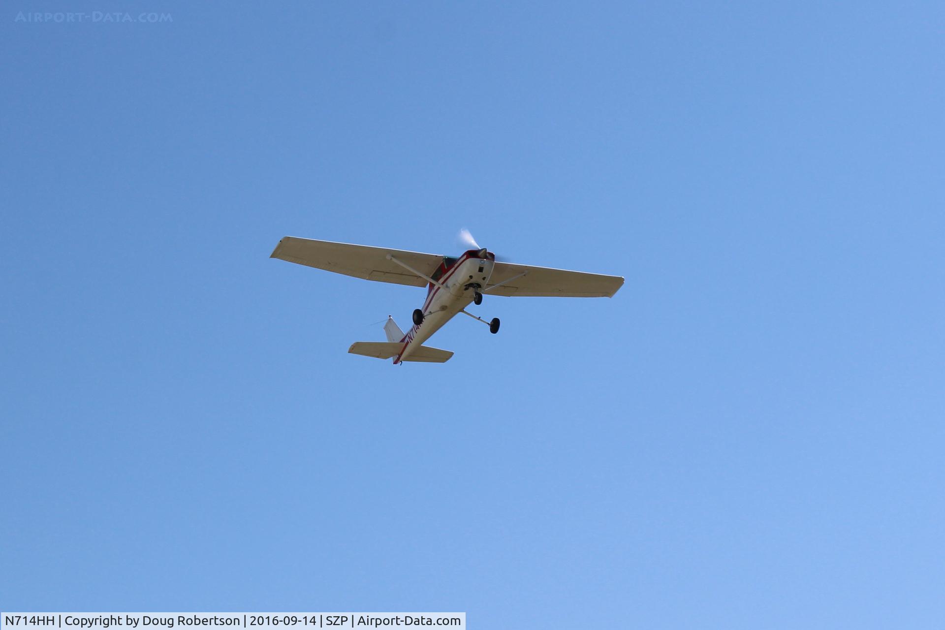 N714HH, 1977 Cessna 150M C/N 15079185, 1977 Cessna 150M, Continental O-200 100 Hp, takeoff climb Rwy 22