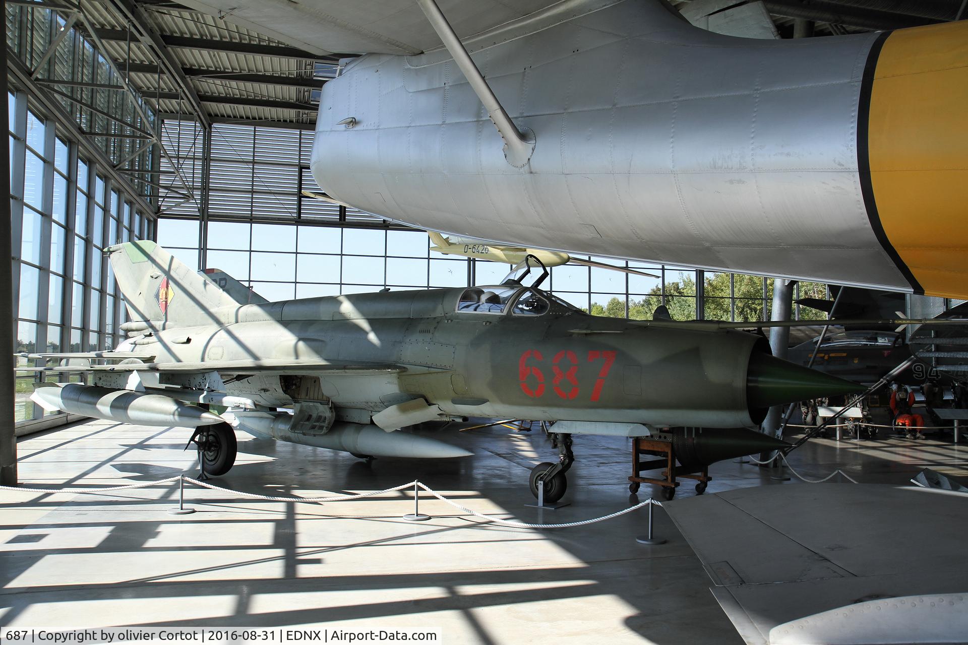 687, Mikoyan-Gurevich MiG-21MF C/N 6215, In Deutsches Museum Flugwerft Schleissheim, near Munich.