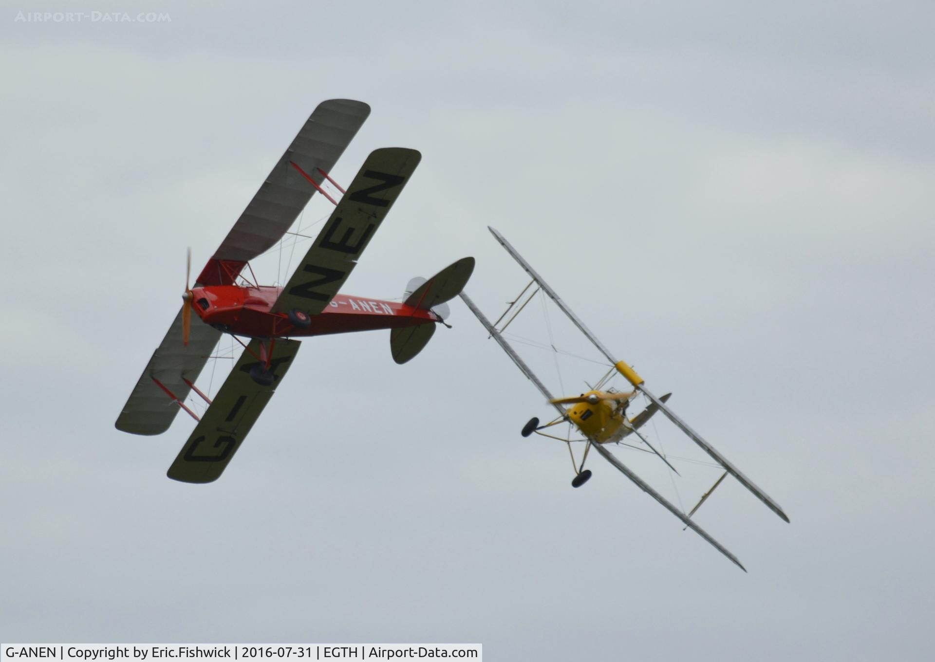 G-ANEN, 1942 De Havilland DH-82A Tiger Moth II C/N 85418, 45. G-ANEN in display mode at 'A Gathering of Moths,' Old Warden Aerodrome, Beds, July 2016.