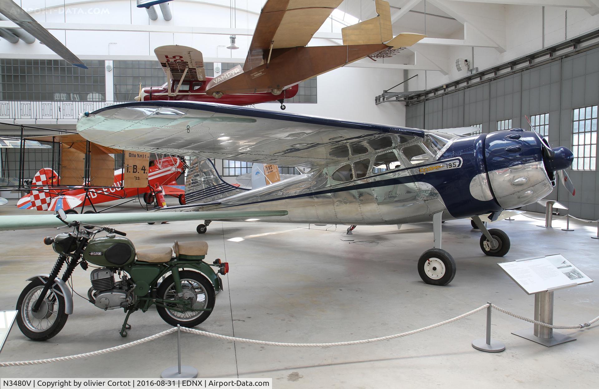 N3480V, Cessna 195 C/N 7180, Nice Cessna! In Deutsches Museum Flugwerft Schleissheim, near Munich.