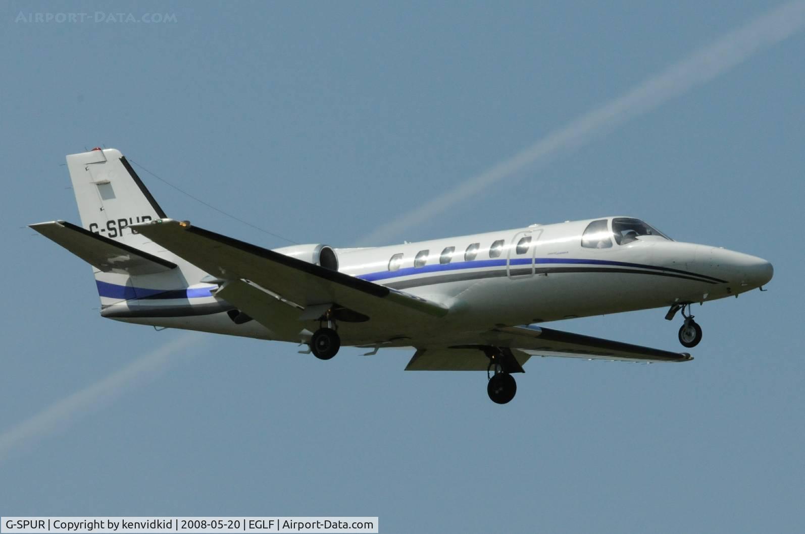 G-SPUR, 1992 Cessna 550 Citation II C/N 550-0714, On finals to runway 06 at Farnborough.