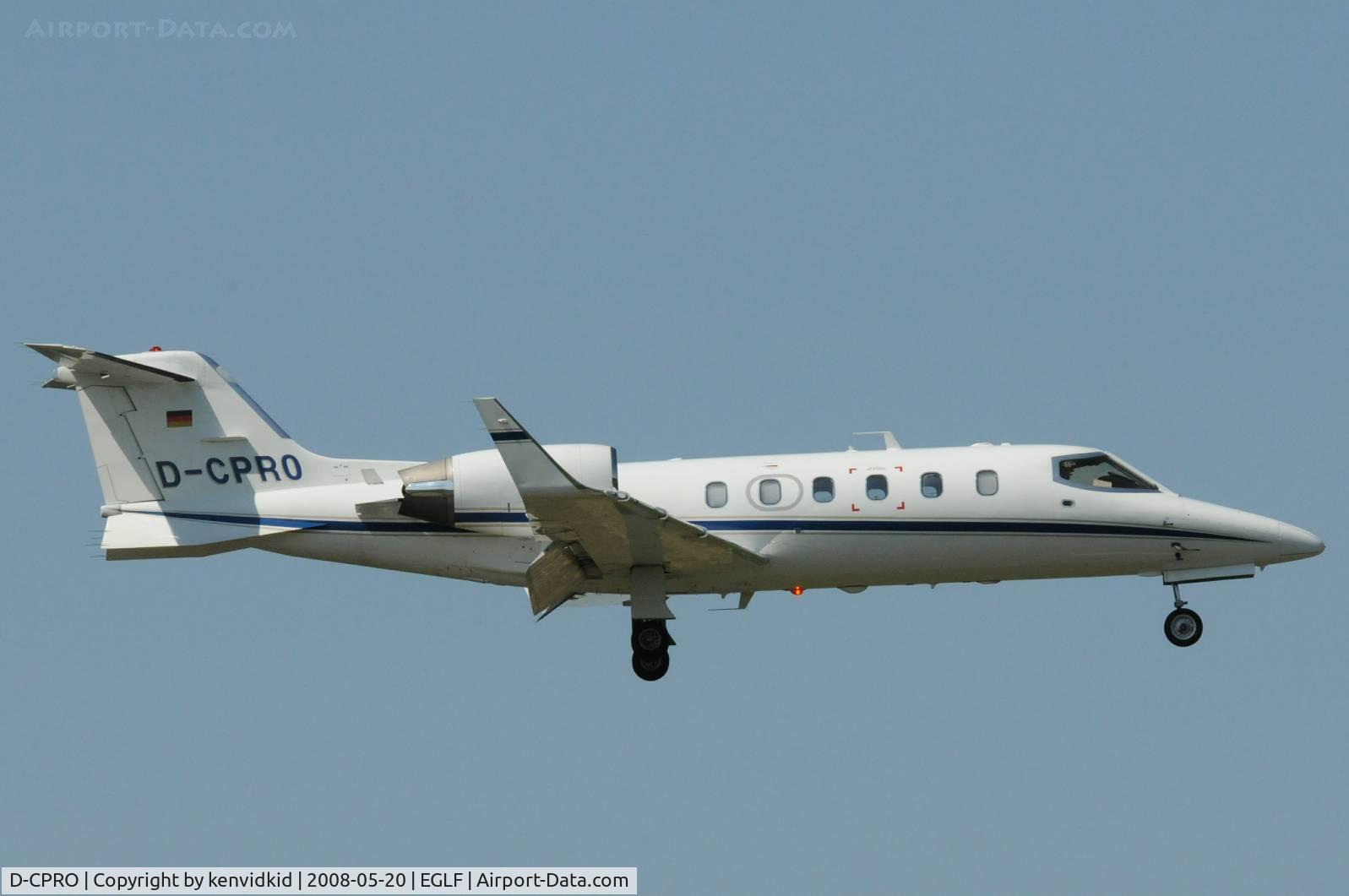 D-CPRO, 1998 Learjet 31A C/N 31-155, On finals to runway 06 at Farnborough.