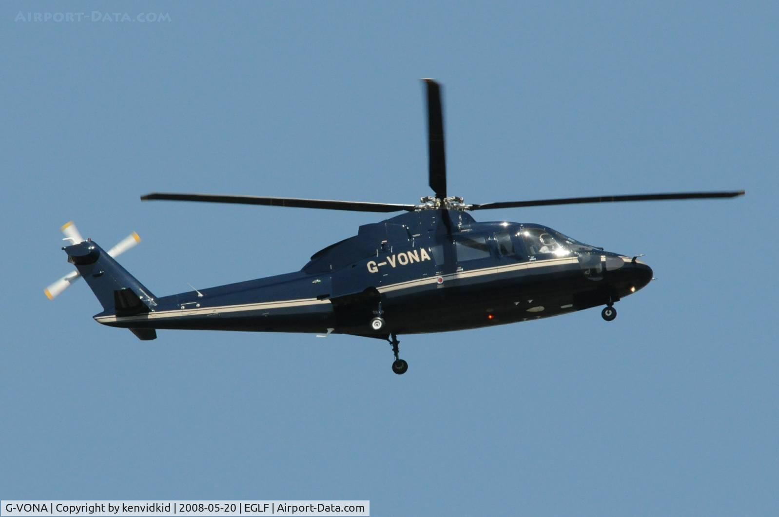 G-VONA, 1980 Sikorsky S-76A C/N 760086, On finals to runway 06 at Farnborough.