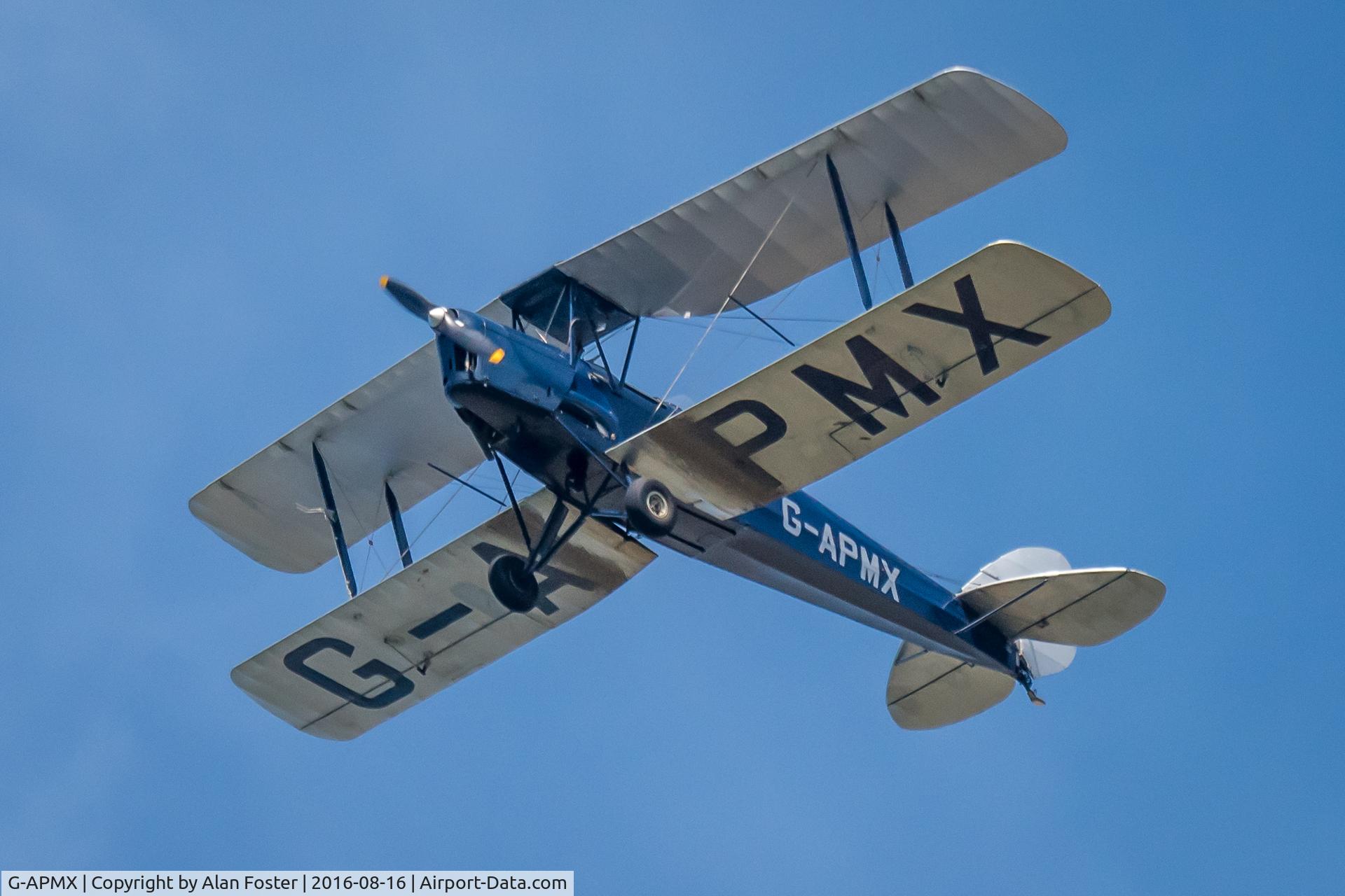 G-APMX, 1942 De Havilland DH-82A Tiger Moth II C/N 85645, Taken over Titchfield Haven, Hill Head, Hampshire.