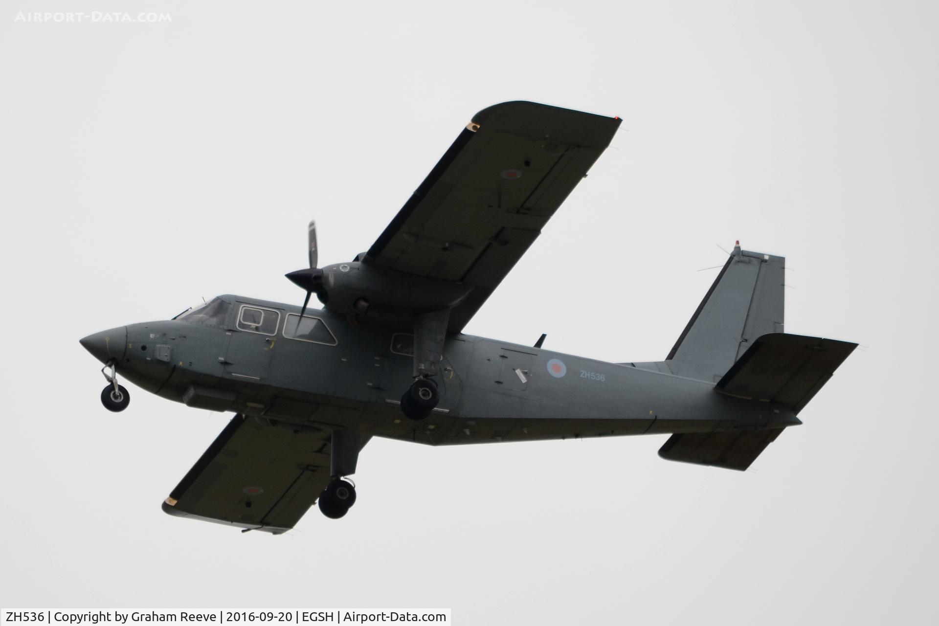 ZH536, 1990 Pilatus Britten-Norman BN-2T Islander CC2 C/N 2235, Departing from Norwich.