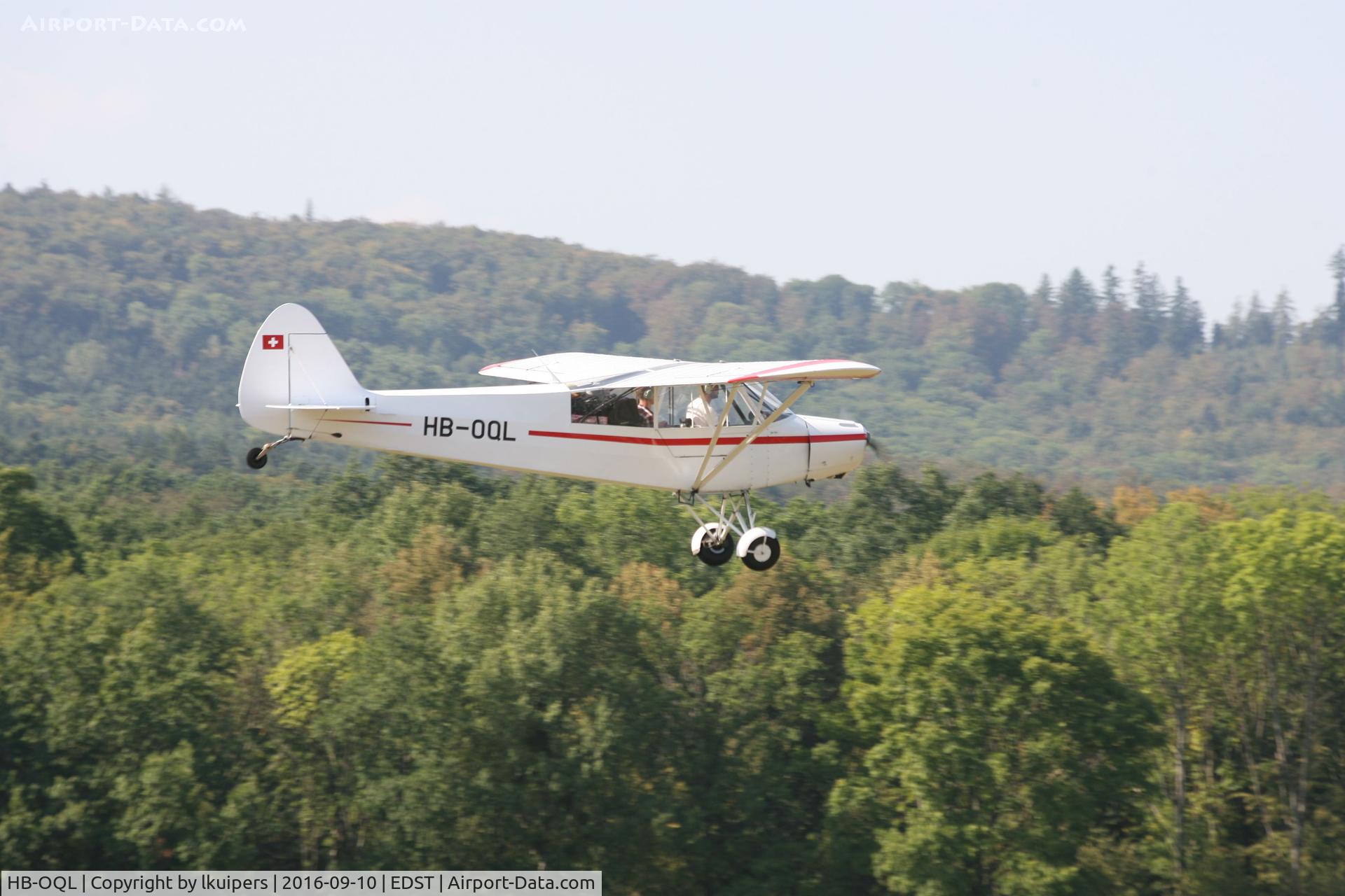 HB-OQL, 1951 Piper L-18C Super Cub C/N 18-1613, Landing at the Old Timer Flieger Treffen in Hahnweide 2016