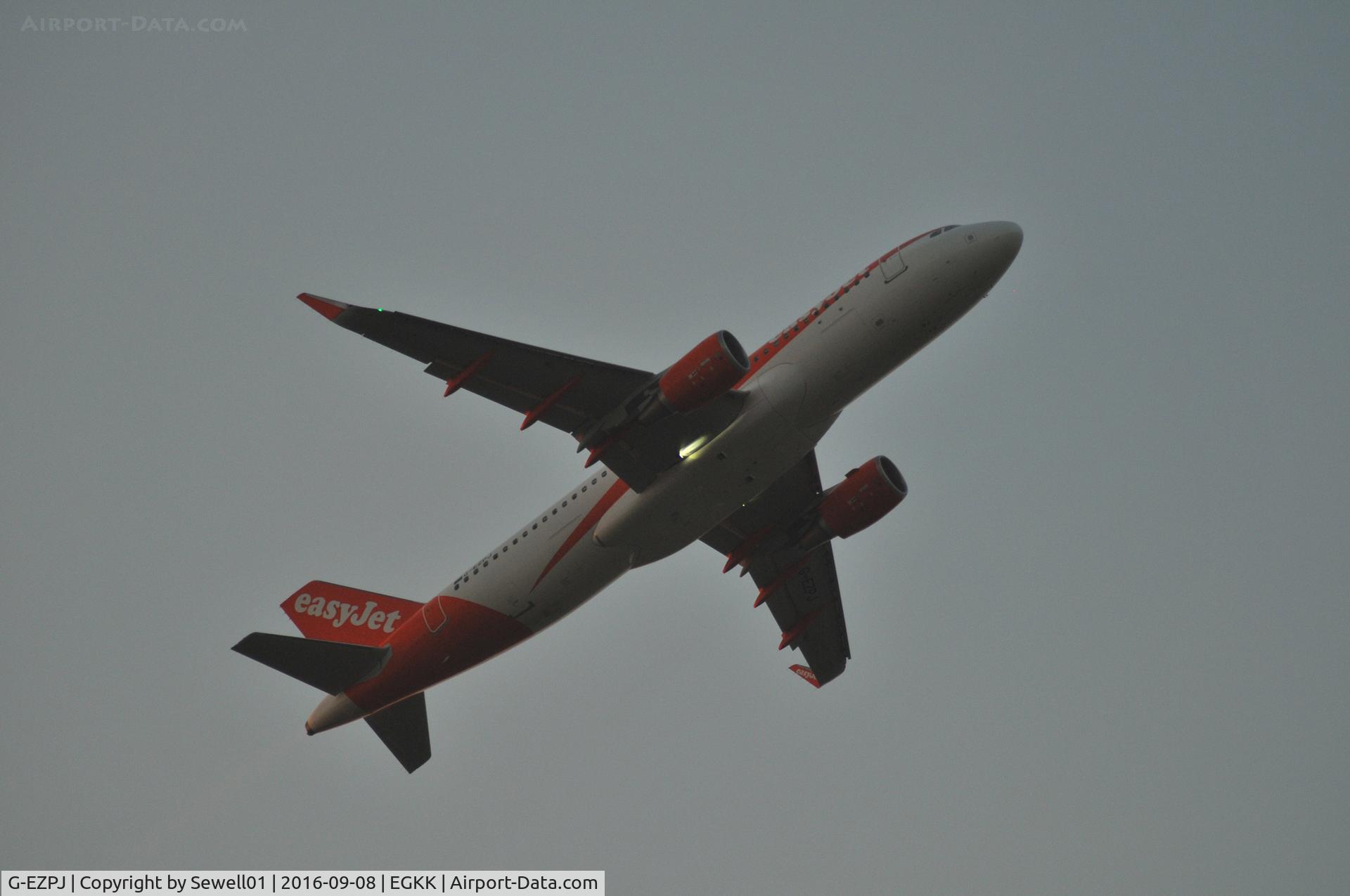 G-EZPJ, 2016 Airbus A320-214 C/N 7132, Departing Gatwick at dawn