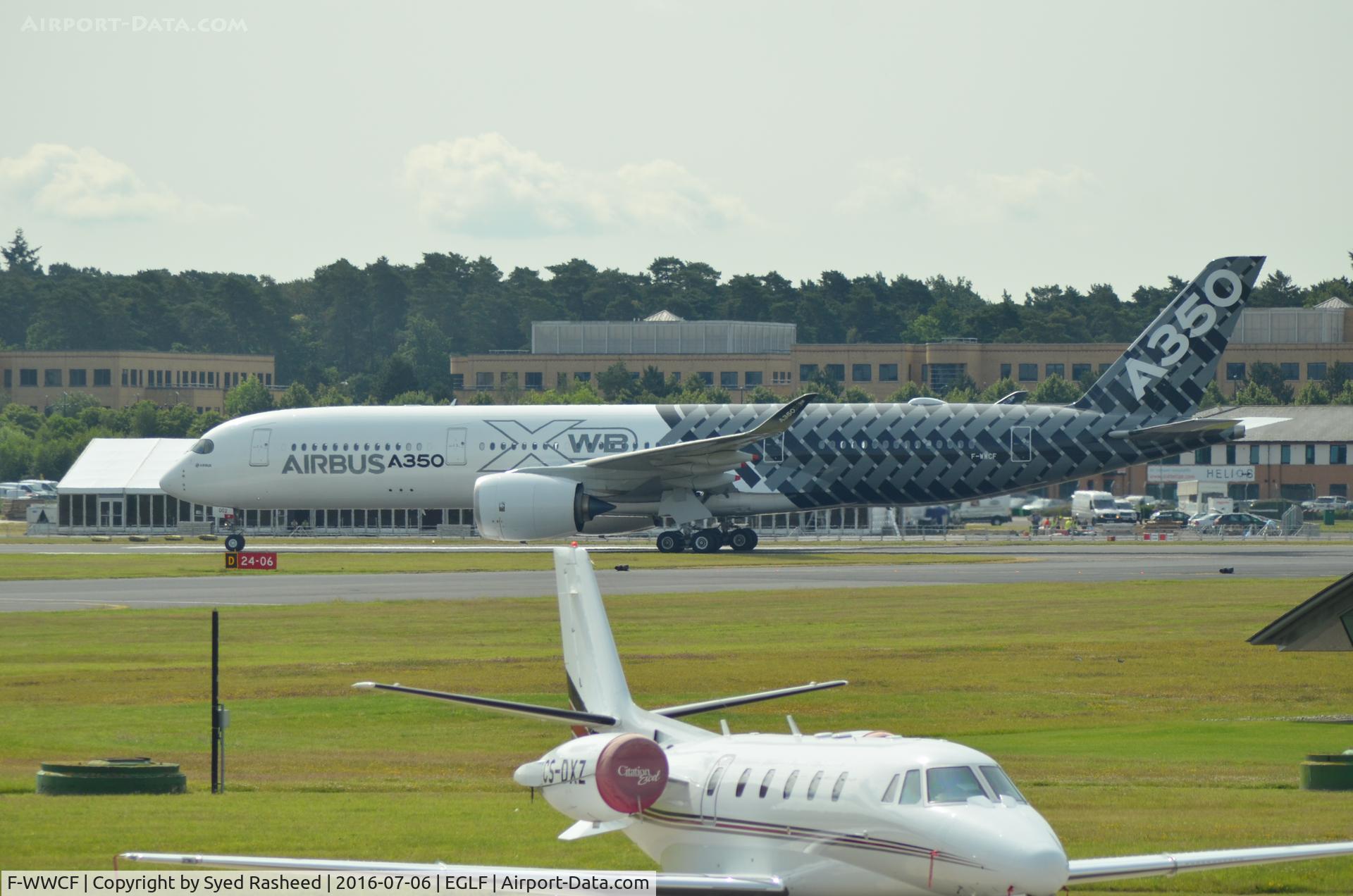 F-WWCF, 2013 Airbus A350-941 C/N 002, A350 departing EGLF during its validation flight