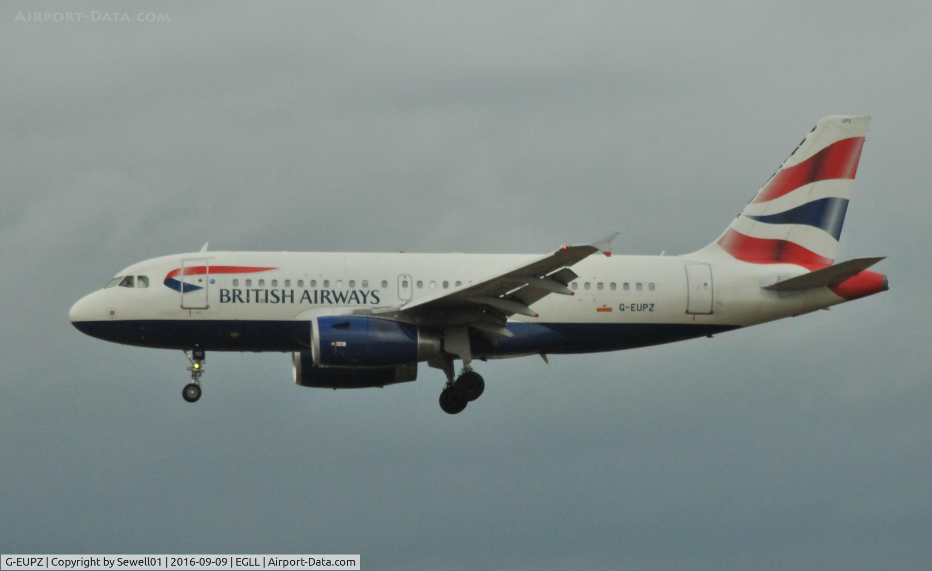 G-EUPZ, 2001 Airbus A319-131 C/N 1510, Tail looks a bit ragged.