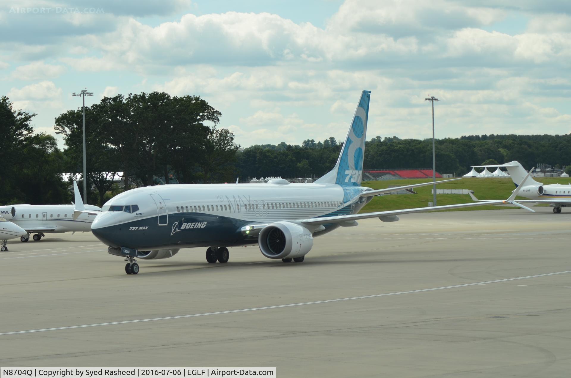 N8704Q, 2016 Boeing 737-8 MAX C/N 36988, Taxing out @ EGLF for its validation flight