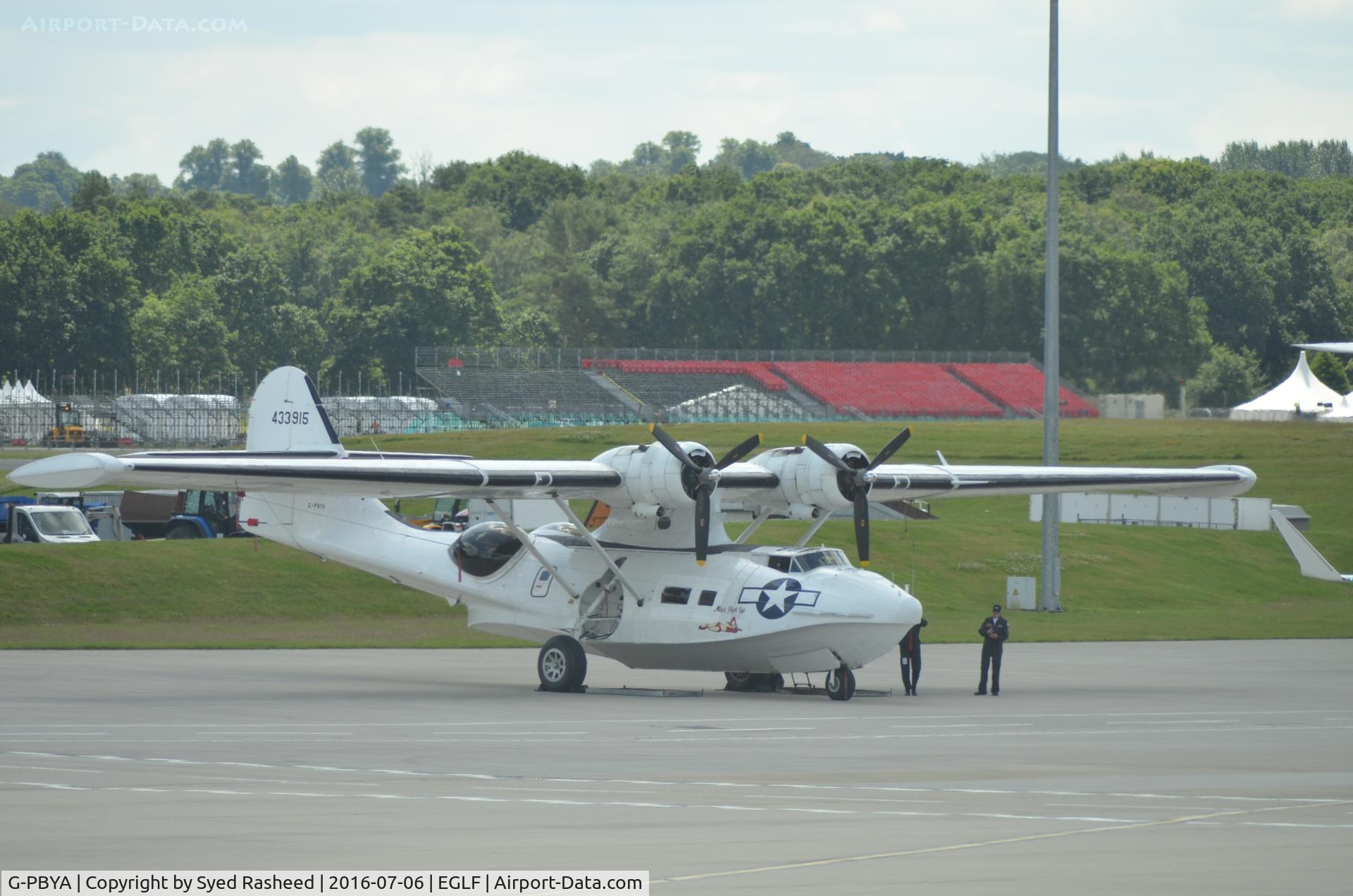 G-PBYA, 1944 Consolidated (Canadian Vickers) PBV-1A Canso A C/N CV-283, G-PBYA arrival during Farnborough Air Show 2016