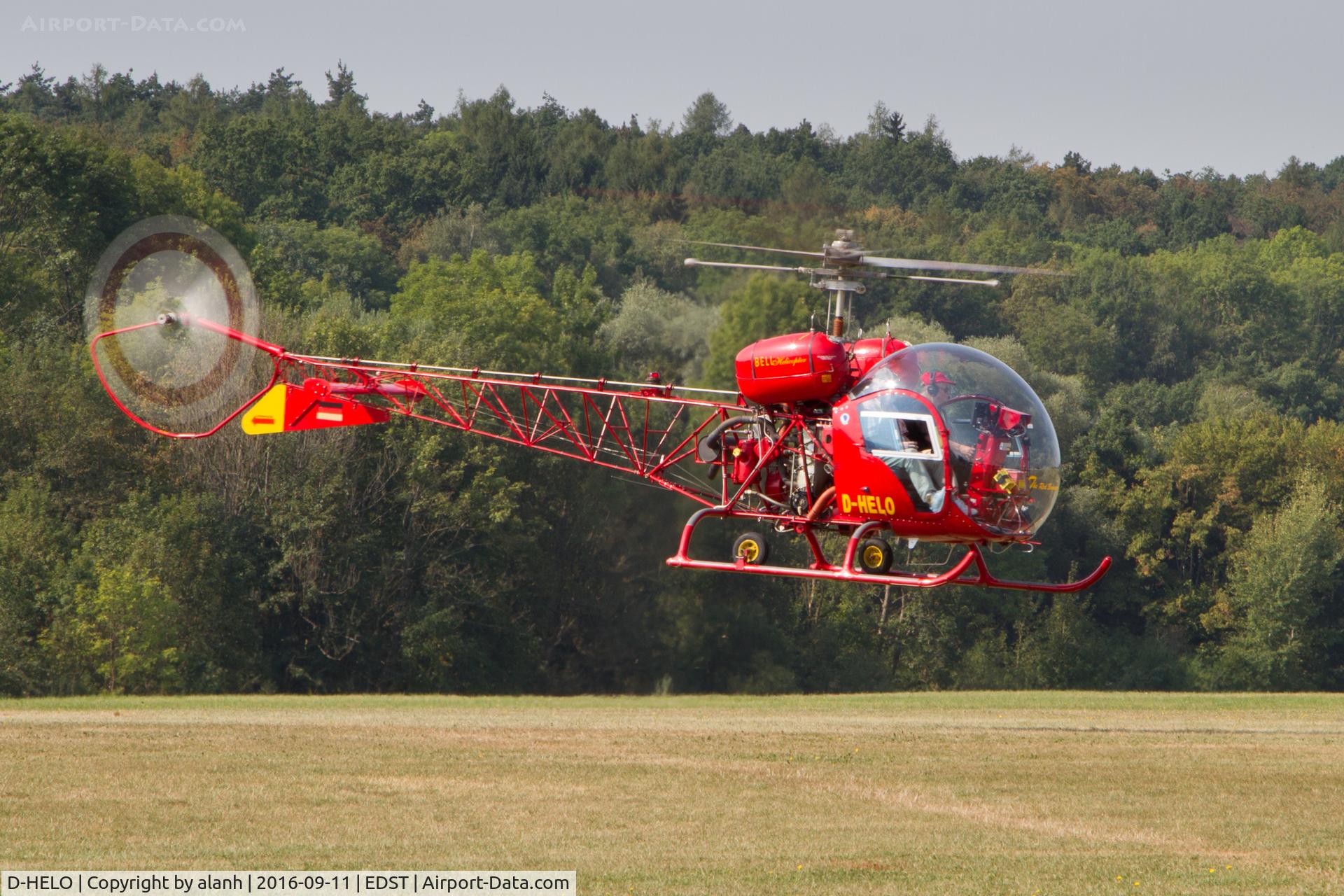 D-HELO, 1956 Agusta AB-47G-2 C/N 228, Hover-taxying display on the final day of the 2016 Hahnweide Oldtimer Fliegertreffen