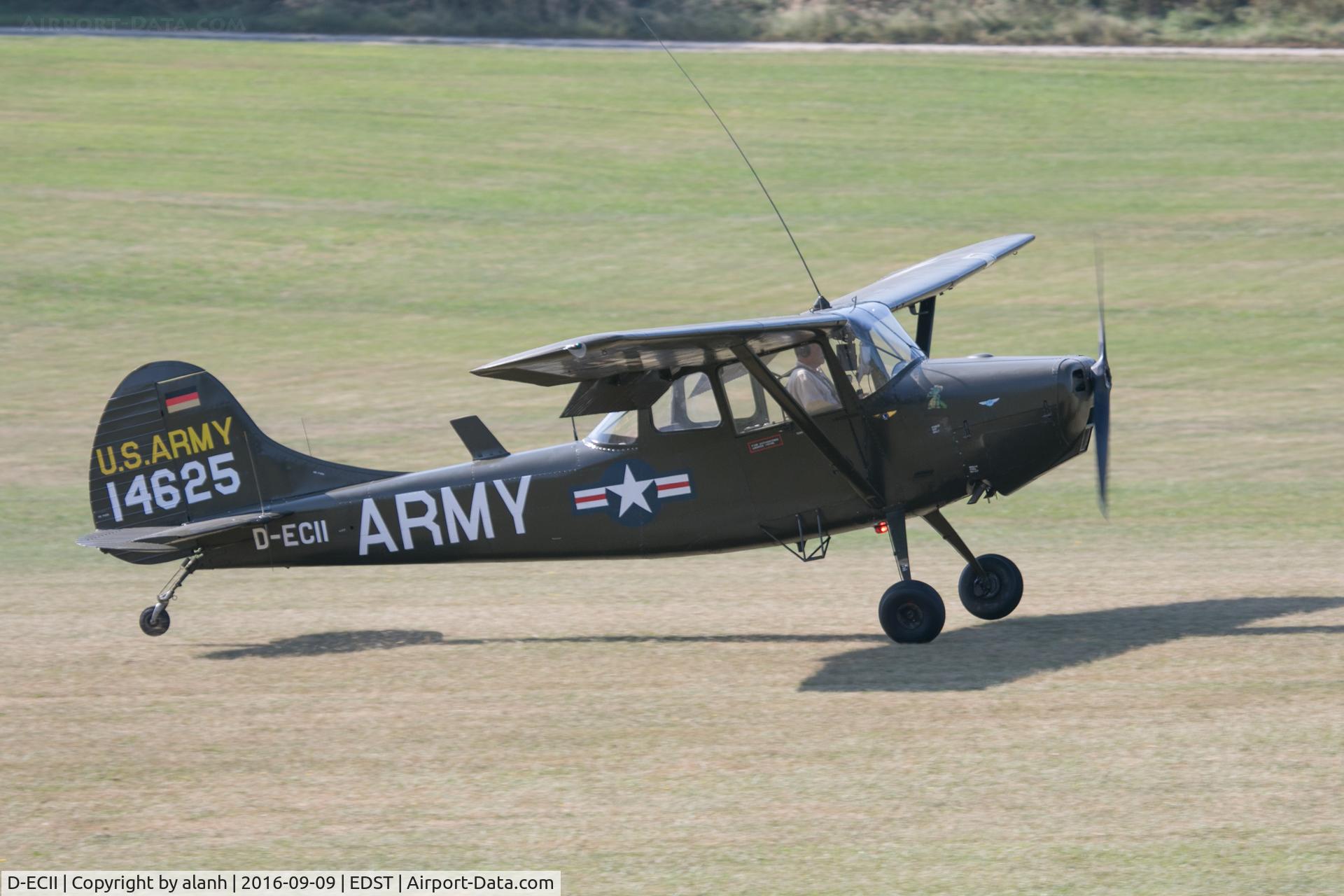 D-ECII, 1951 Cessna O-1A Bird Dog C/N 21510, Touchdown at the 2016 Hahnweide Oldtimer Fliegertreffen
