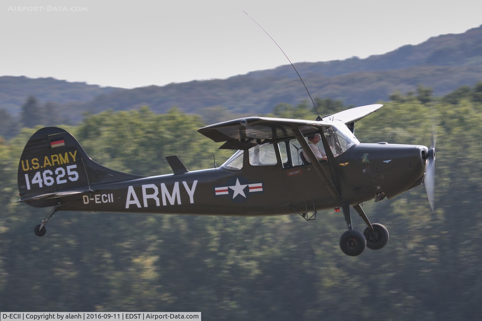 D-ECII, 1951 Cessna O-1A Bird Dog C/N 21510, Departing the 2016 Hahnweide Oldtimer Fliegertreffen