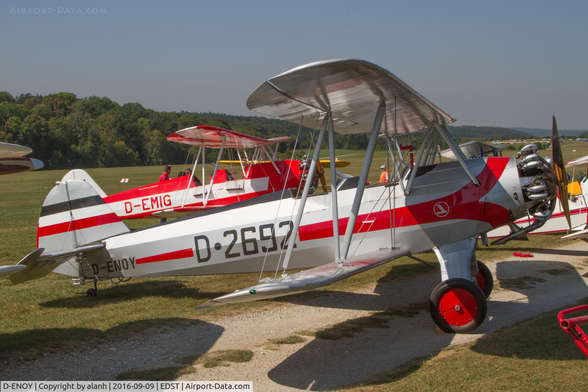 D-ENOY, 1937 Focke-Wulf Fw 44J Stieglitz C/N 133, On the flightline at the 2016 Hahnweide Oldtimer Fliegertreffen