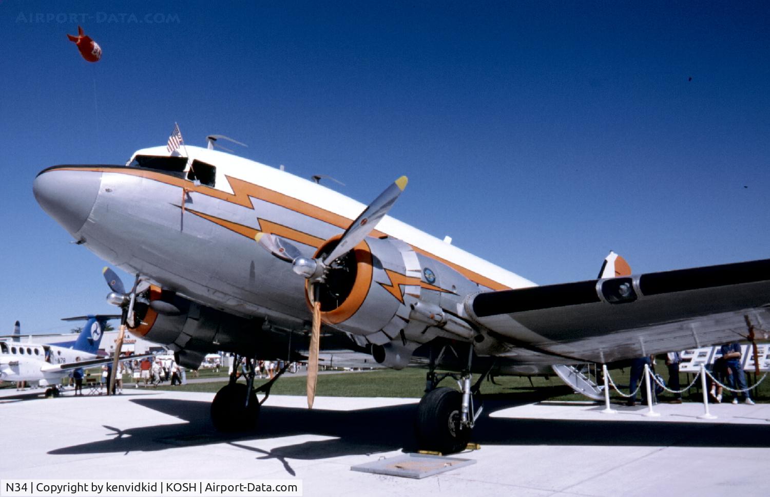N34, 1945 Douglas R4D-7 C/N 33359, At Air Adventure 1993 Oshkosh.