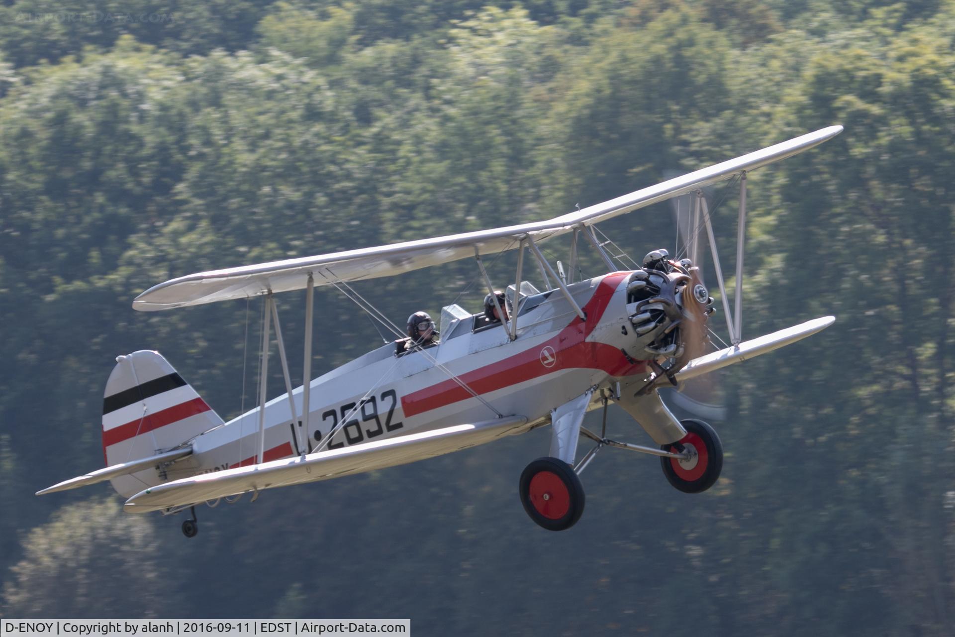 D-ENOY, 1937 Focke-Wulf Fw 44J Stieglitz C/N 133, Departing the 2016 Hahnweide Oldtimer Fliegertreffen