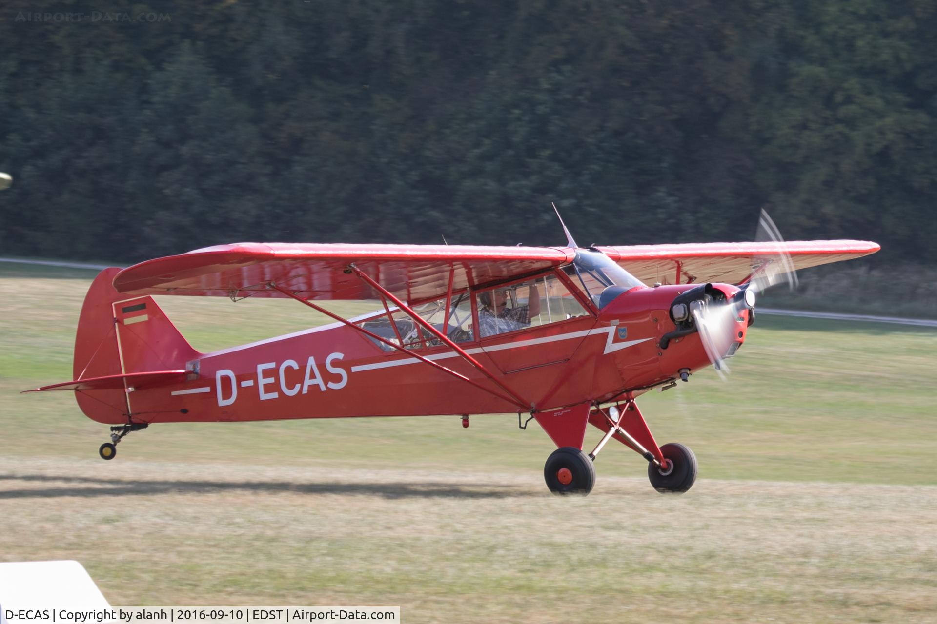 D-ECAS, 1944 Piper J-3 Cub Cub C/N 12989, Rolling out at the 2016 Hahnweide Oldtimer Fliegertreffen