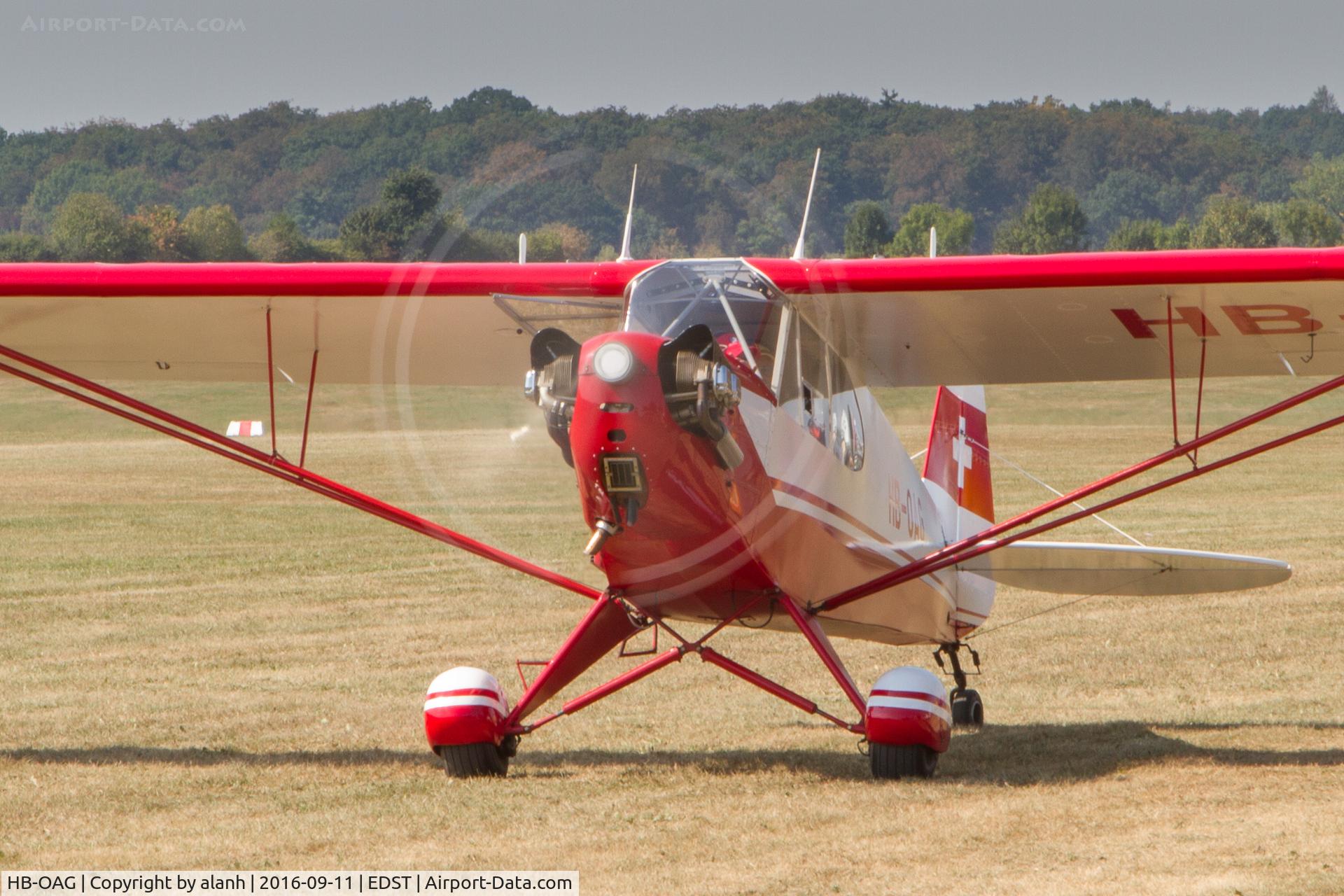 HB-OAG, 1944 Piper L-4J Grasshopper (J3C-65D) C/N 12897, Taxying at the 2016 Hahnweide Oldtimer Fliegertreffen