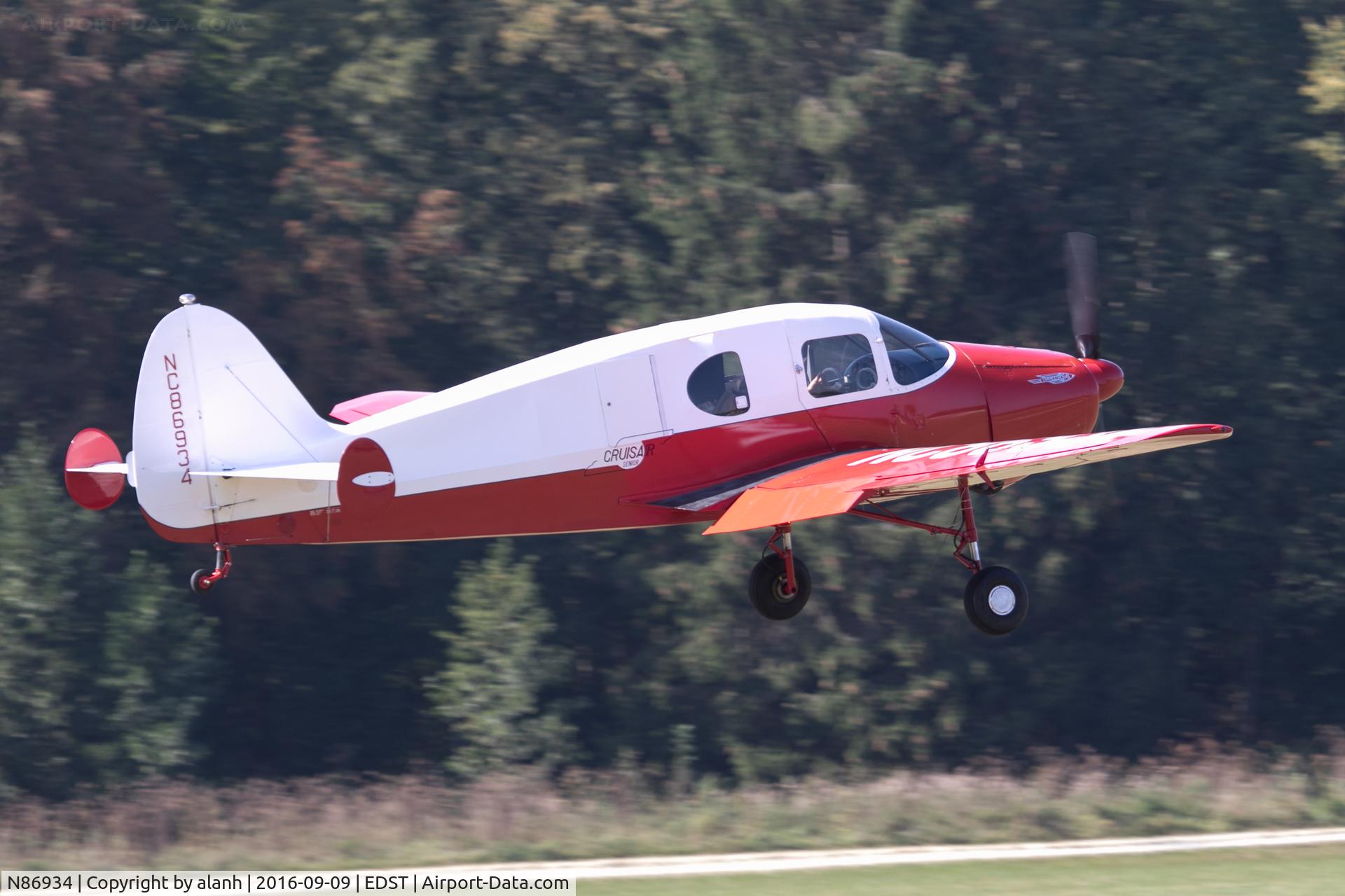 N86934, 1946 Bellanca 14-13-2 Cruisair Senior C/N 1296, Landing at the 2016 Hahnweide Oldtimer Fliegertreffen