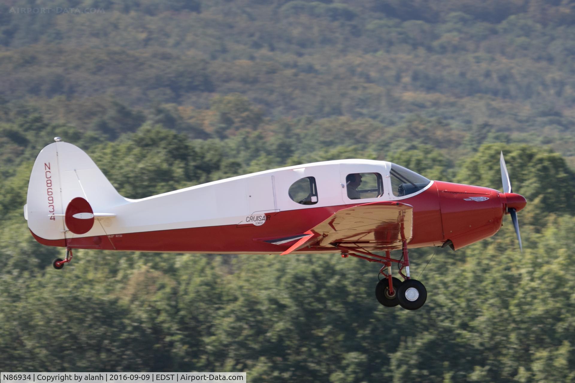 N86934, 1946 Bellanca 14-13-2 Cruisair Senior C/N 1296, Landing at the 2016 Hahnweide Oldtimer Fliegertreffen
