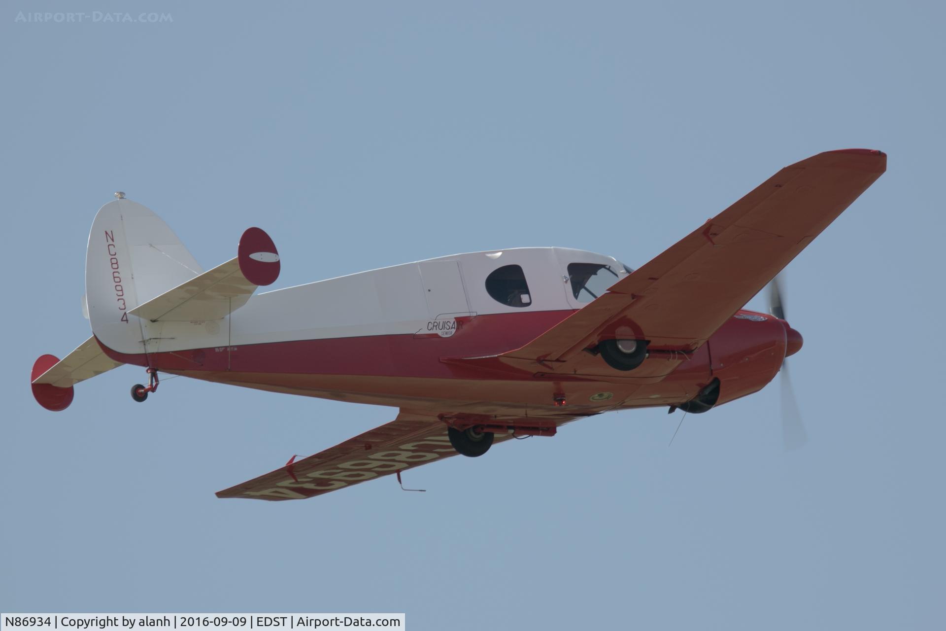 N86934, 1946 Bellanca 14-13-2 Cruisair Senior C/N 1296, Breaking to land at the 2016 Hahnweide Oldtimer Fliegertreffen