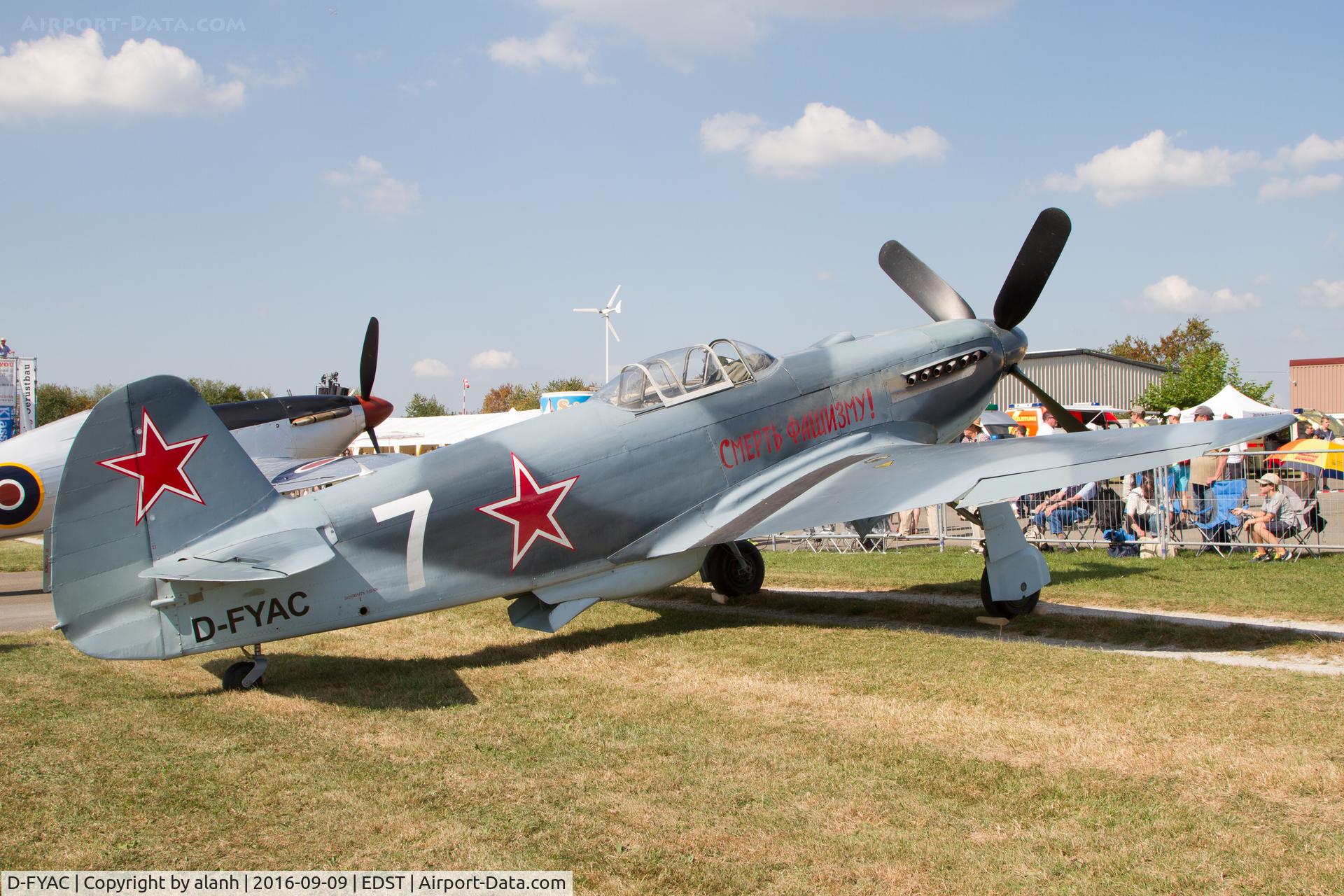 D-FYAC, 1946 Yakovlev Yak-3UA C/N 470109, On the flightline at the 2016 Hahnweide Oldtimer Fliegertreffen