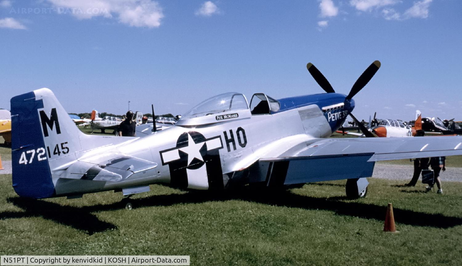 N51PT, 1958 North American F-51D Mustang C/N 44-72145, At Air Adventure 1993 Oshkosh.