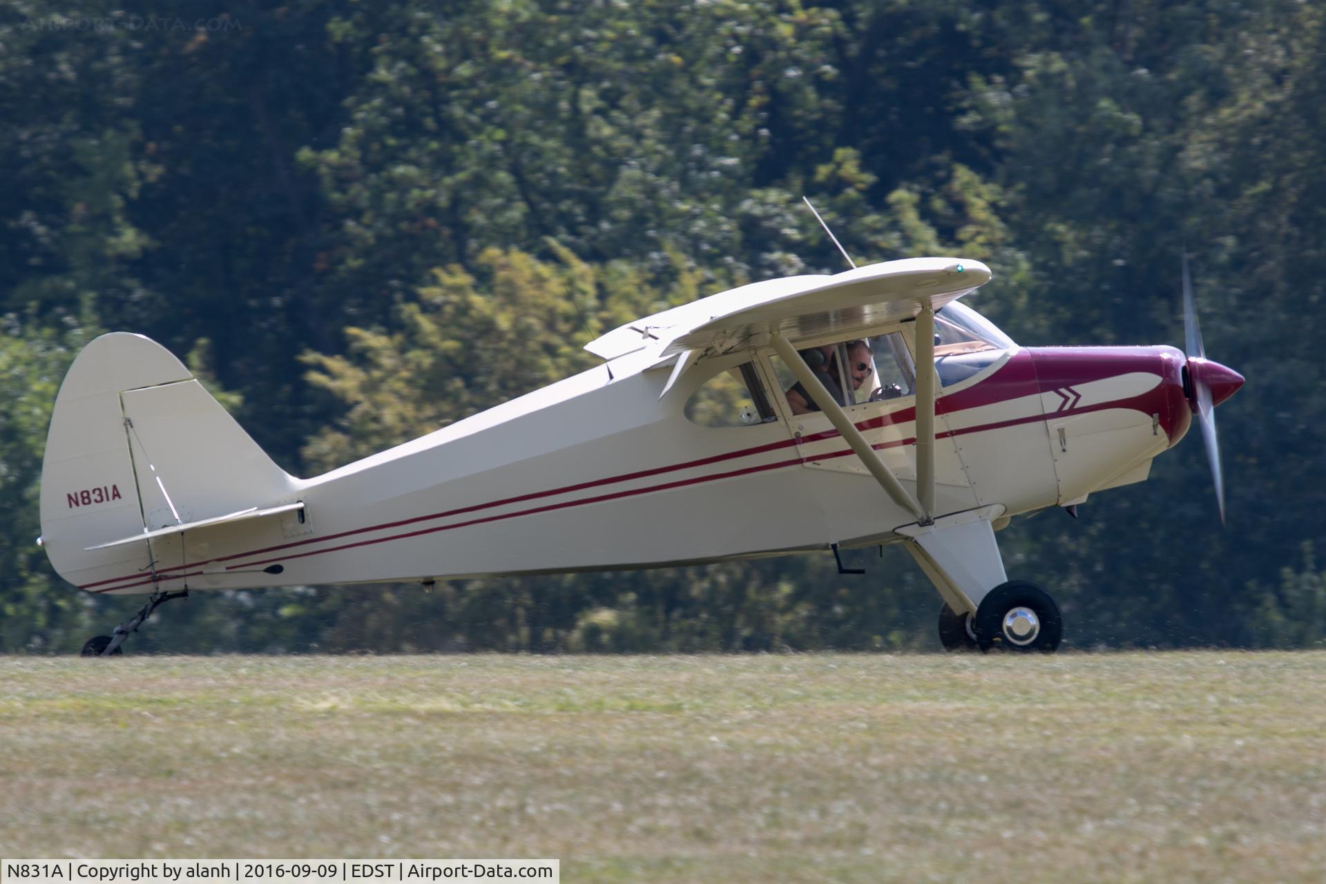 N831A, 1951 Piper PA-22-150 Tri-Pacer C/N 22-132, Rolling out on arrival at the 2016 Hahnweide Oldtimer Fliegertreffen. Now normally resident at Pirmasens (EDRP).